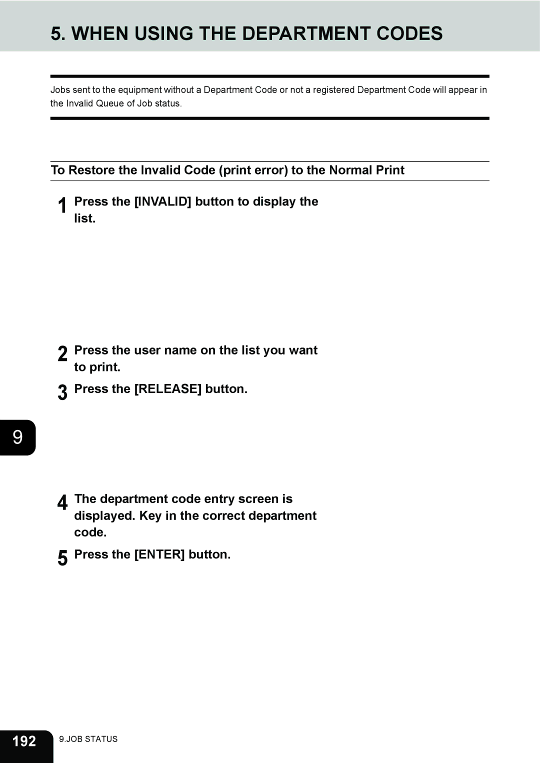 Toshiba 3511 manual When Using the Department Codes, 192 