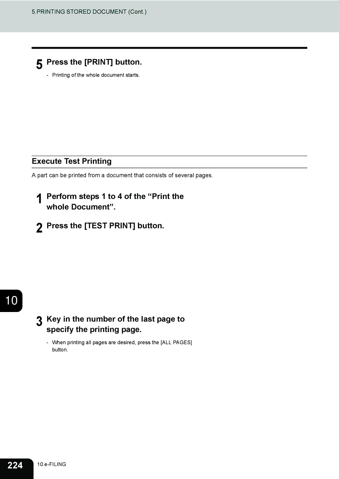 Toshiba 3511 manual Press the Print button, Execute Test Printing 