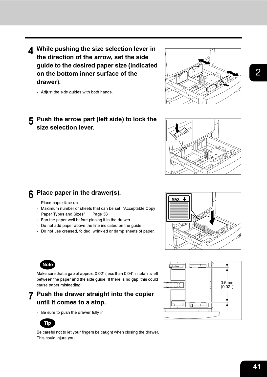 Toshiba 3511 manual Adjust the side guides with both hands 