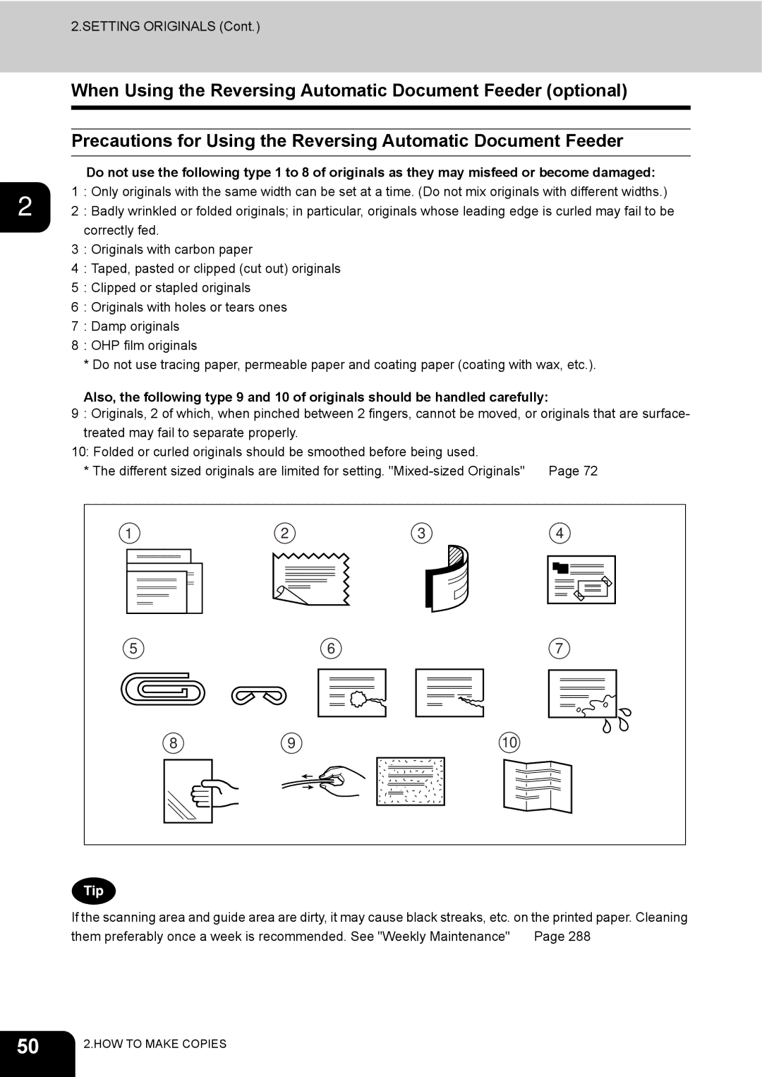 Toshiba 3511 manual Setting Originals 