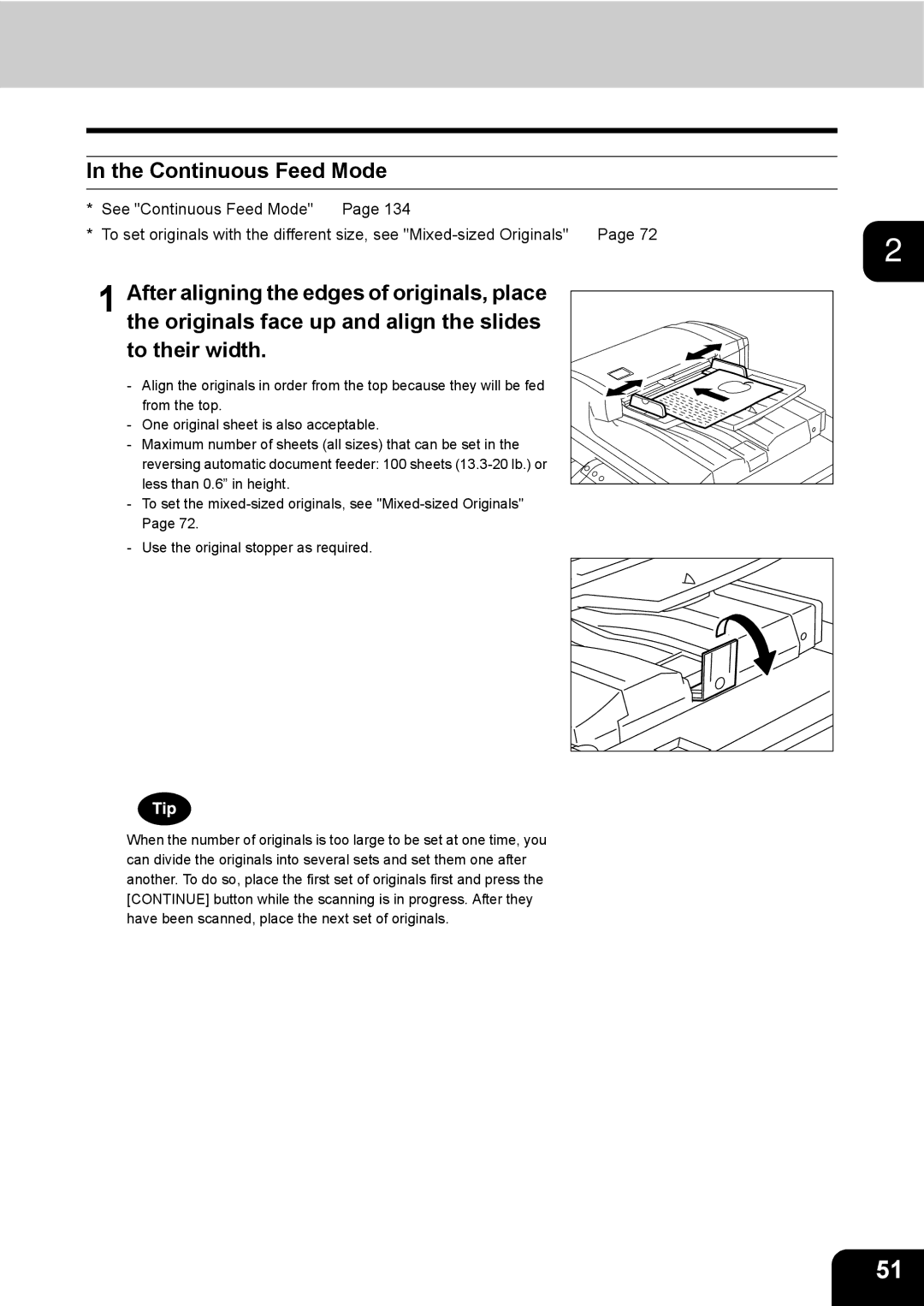 Toshiba 3511 manual Continuous Feed Mode 