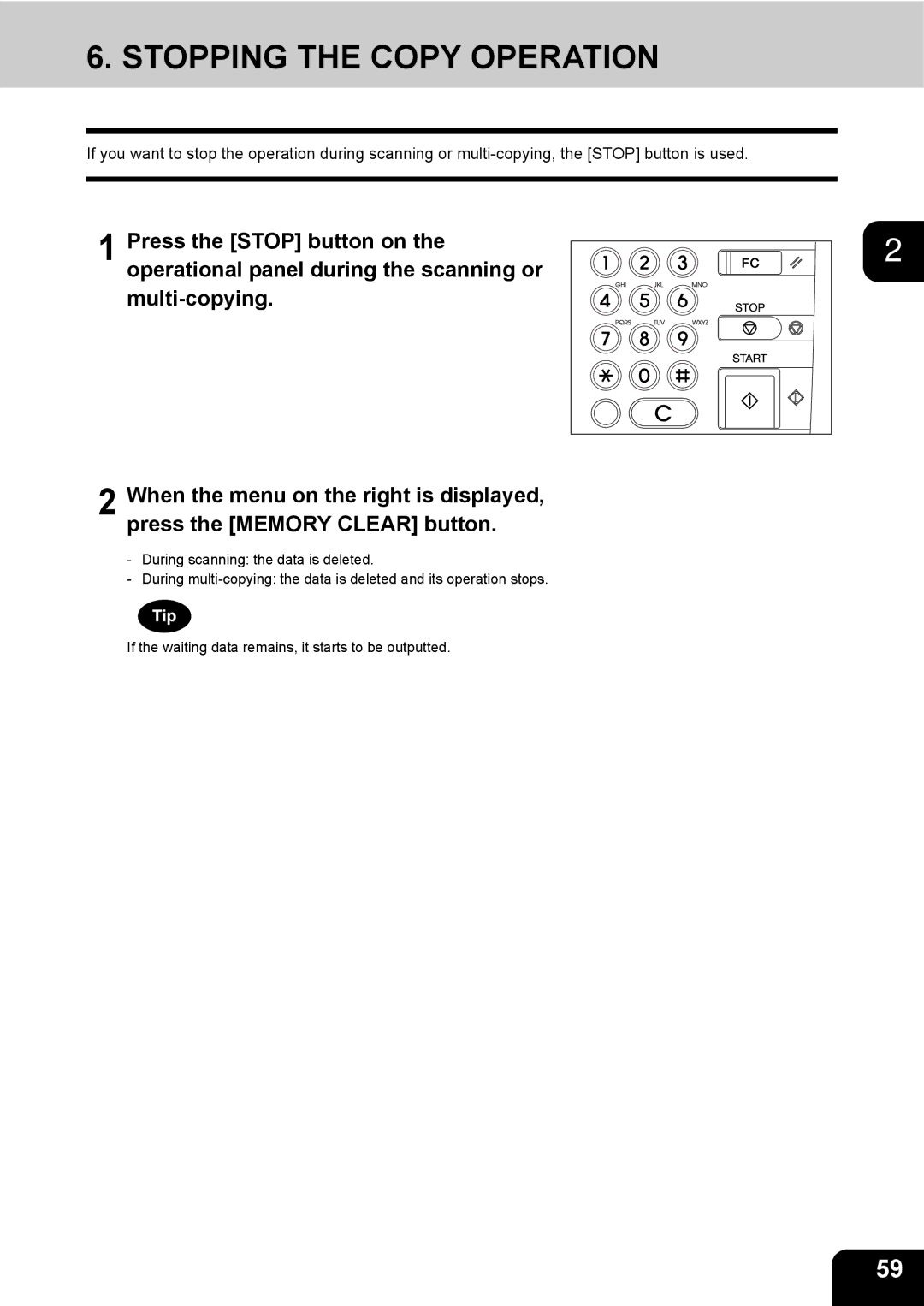 Toshiba 3511 manual Stopping the Copy Operation 