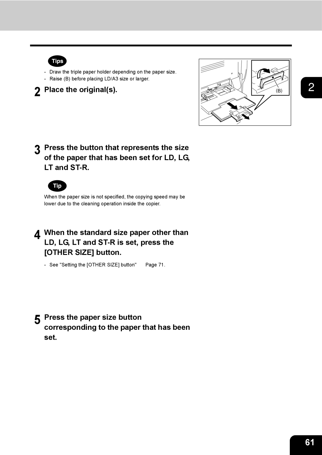 Toshiba 3511 manual See Setting the Other Size button 