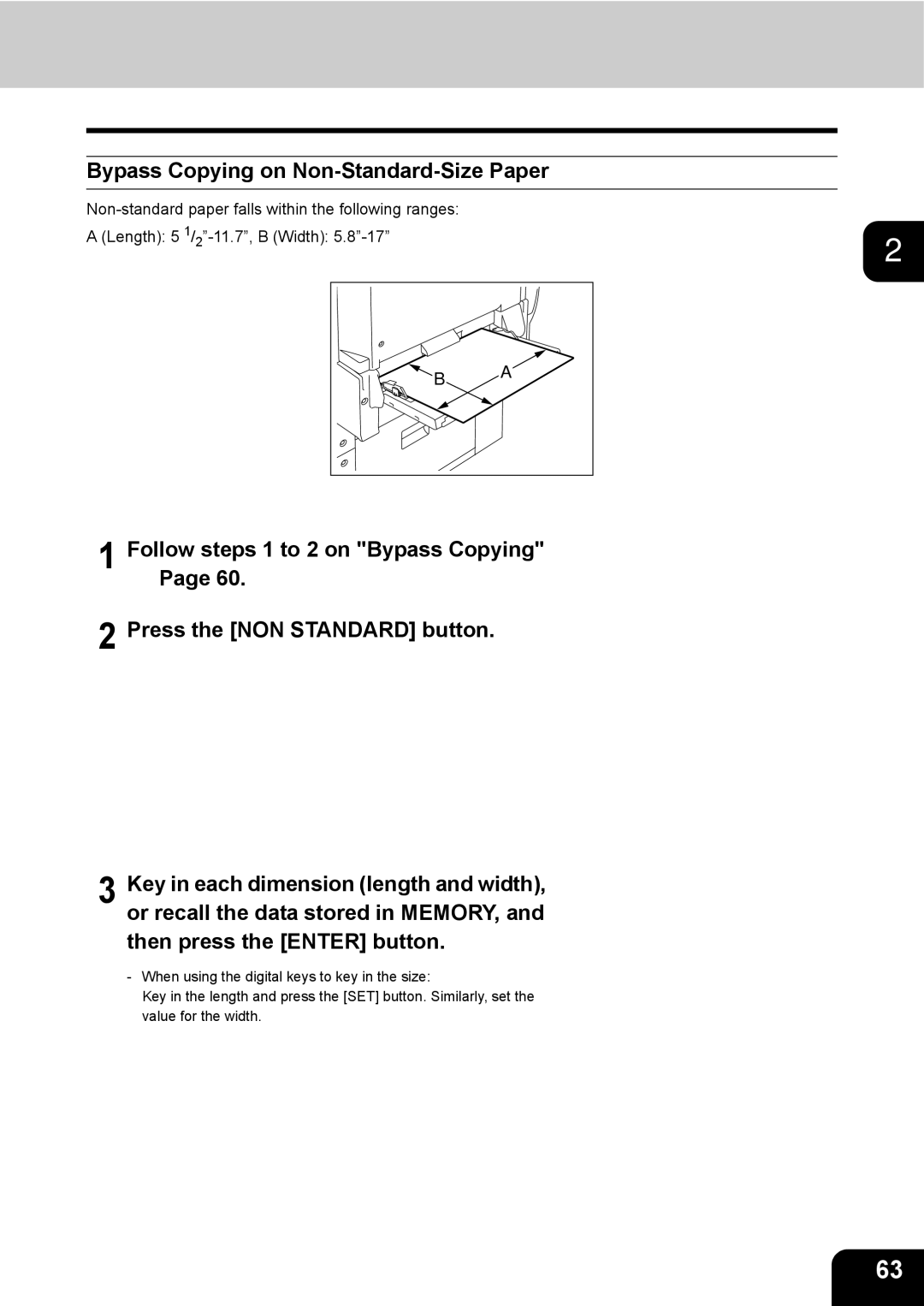 Toshiba 3511 manual Bypass Copying on Non-Standard-Size Paper 