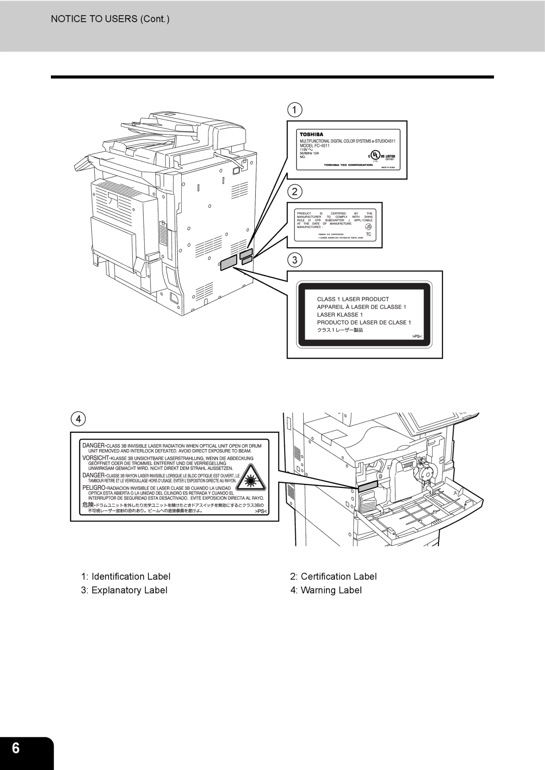 Toshiba 3511 manual Identification Label 