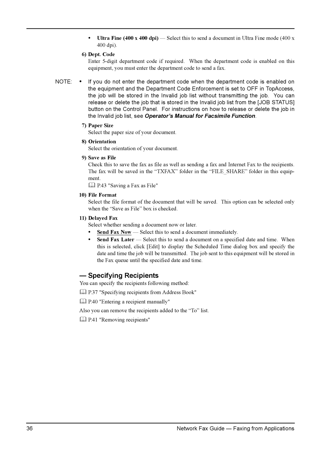 Toshiba 3511/4511, 230/280, 350/450 manual Specifying Recipients 