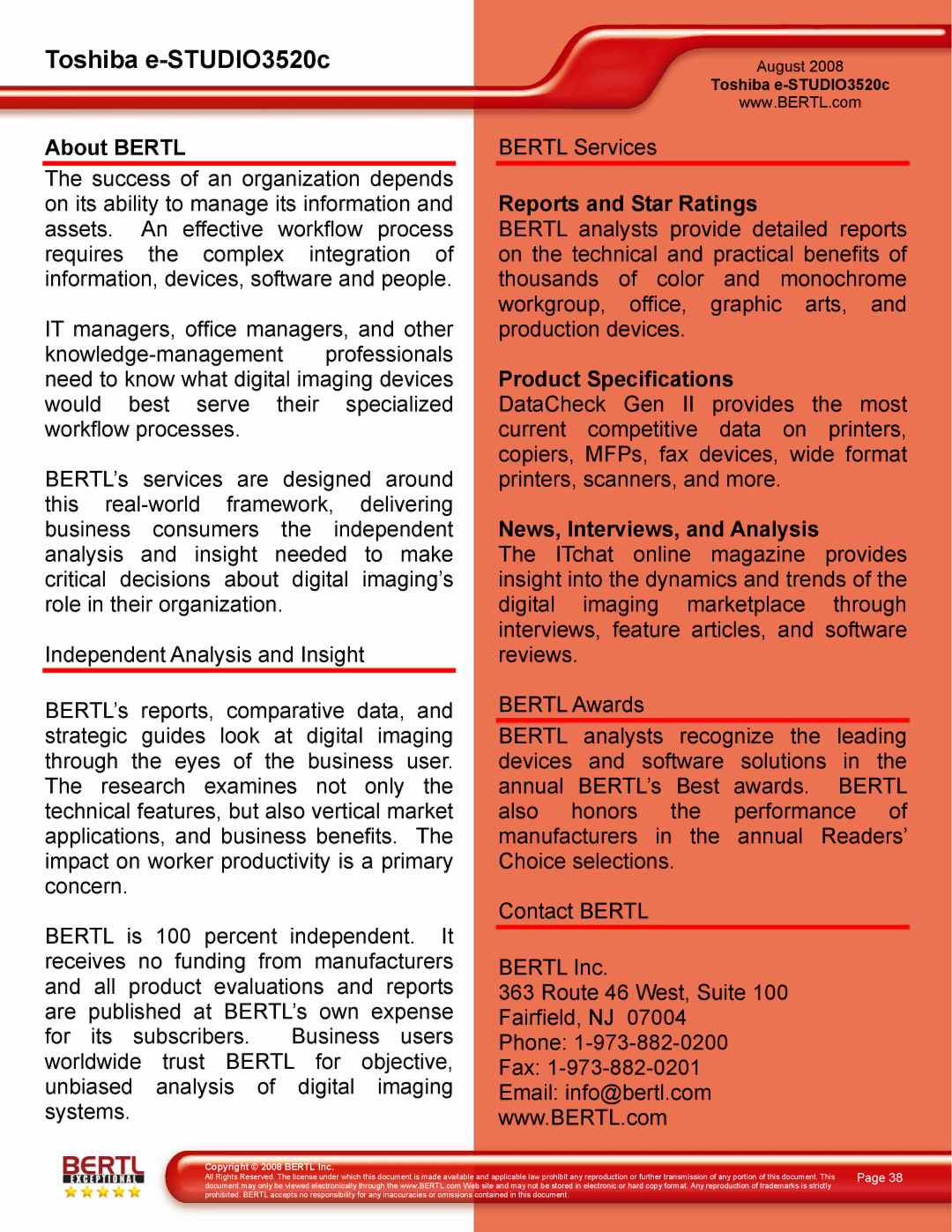 Toshiba 3520C manual About Bertl 