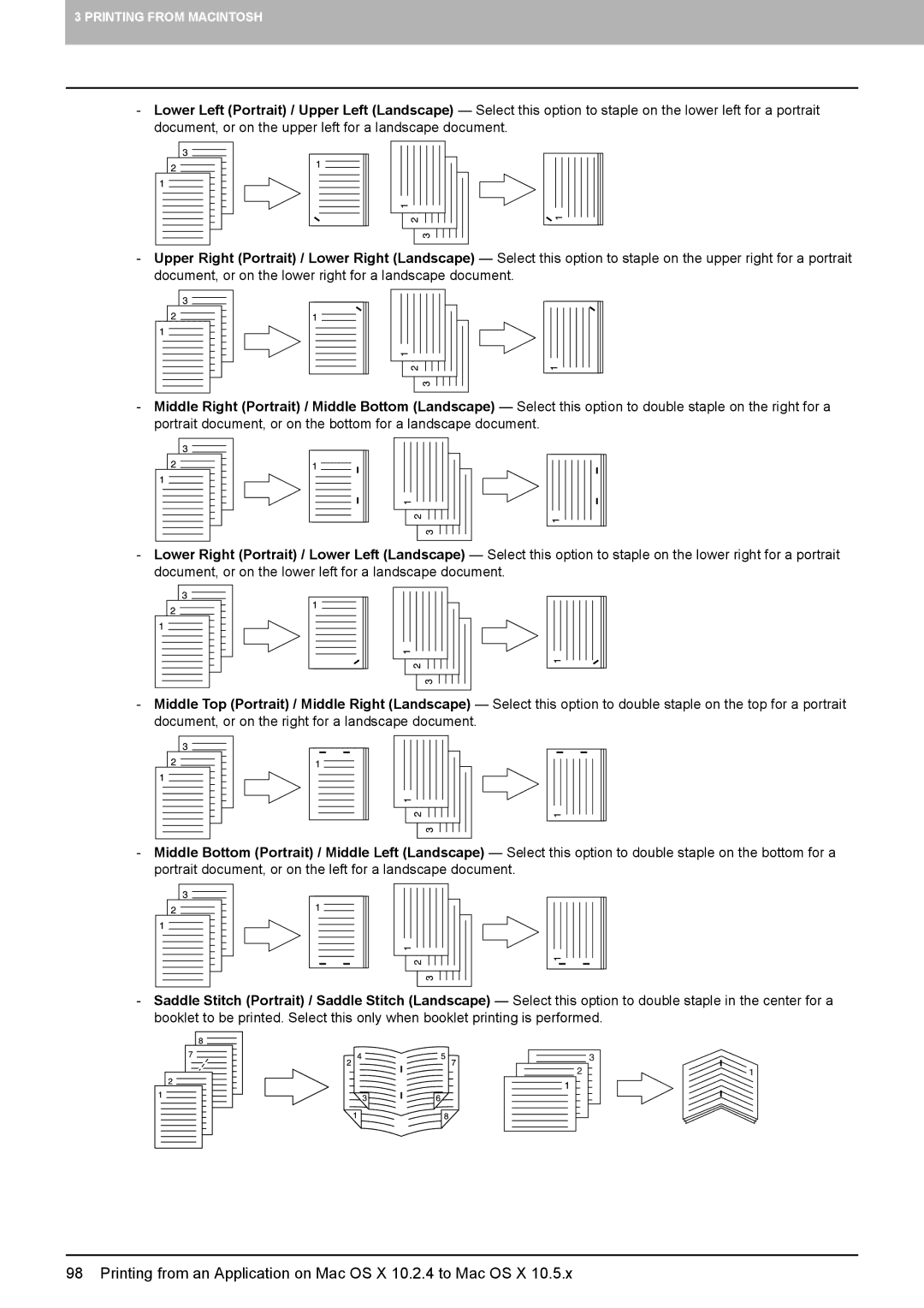 Toshiba 355, 455, 305, 255, 205L manual Printing from an Application on Mac OS X 10.2.4 to Mac OS X 