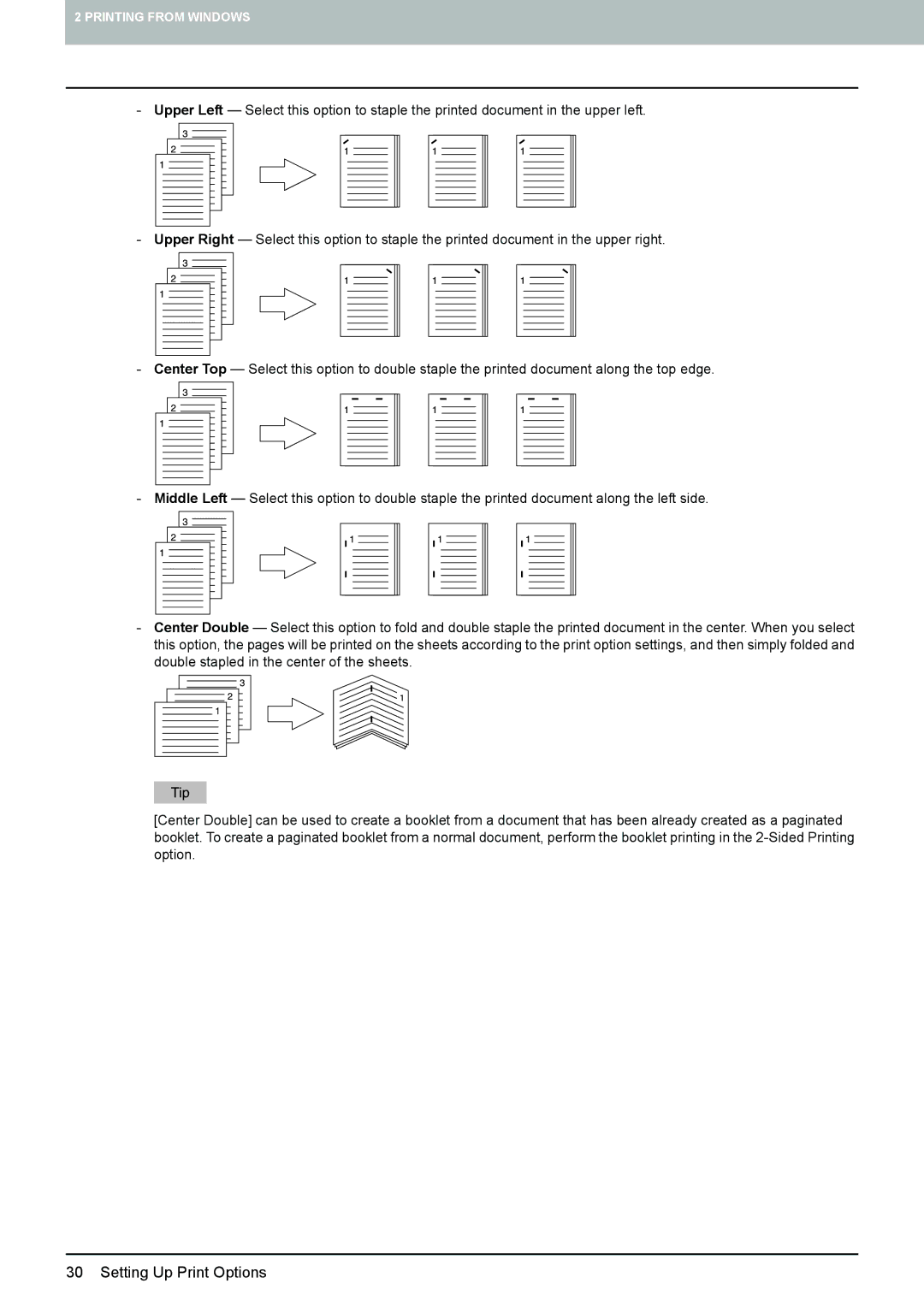 Toshiba 305, 355, 455, 255, 205L manual Setting Up Print Options 