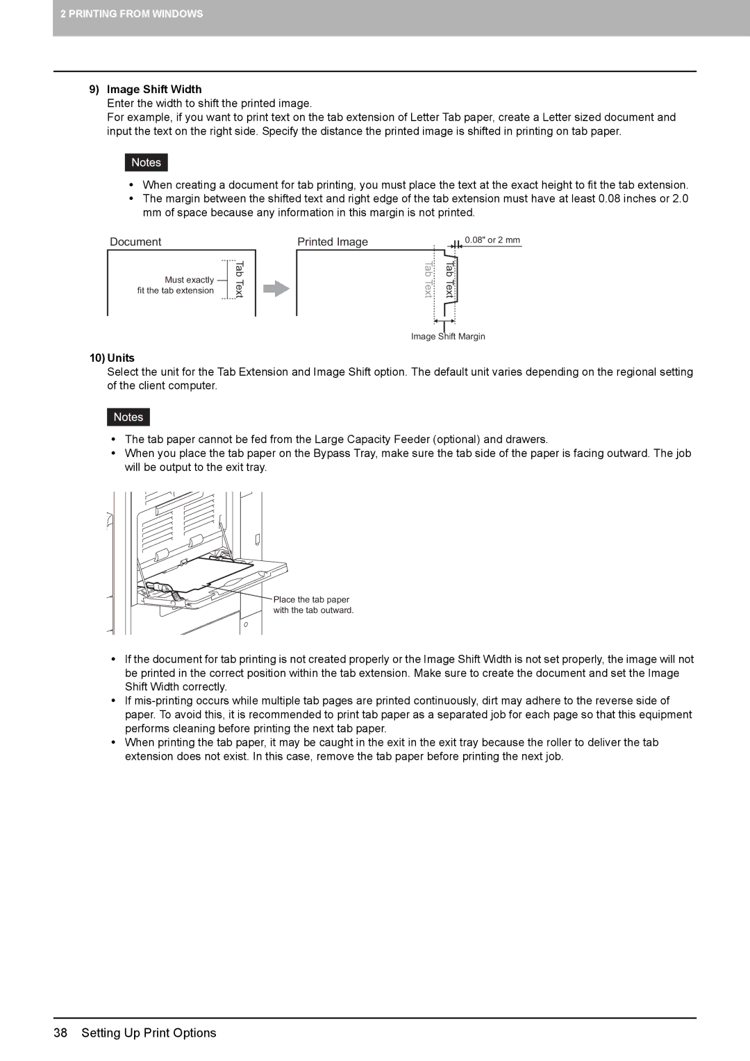 Toshiba 355, 455, 305, 255, 205L manual Image Shift Width, 10Units 