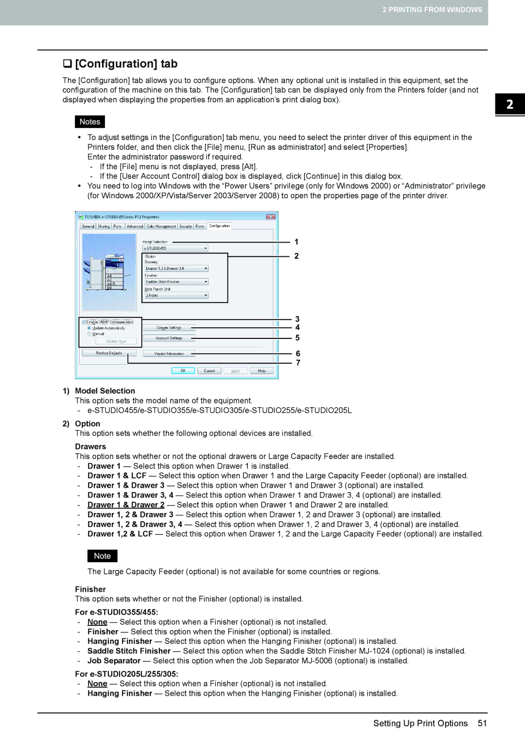 Toshiba 255, 355, 455, 305, 205L manual ‰ Configuration tab 