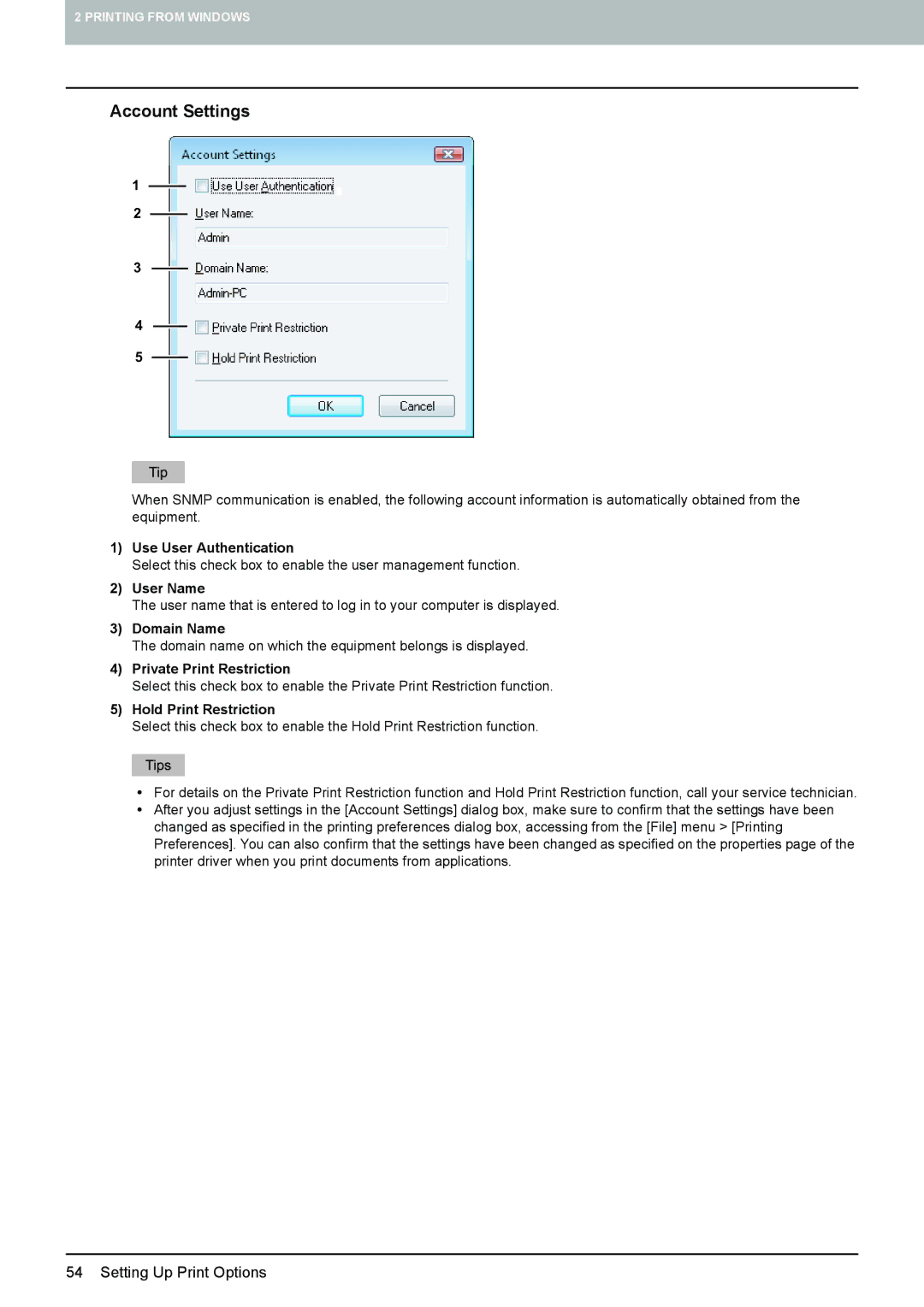 Toshiba 455, 355, 305, 255, 205L manual Account Settings 