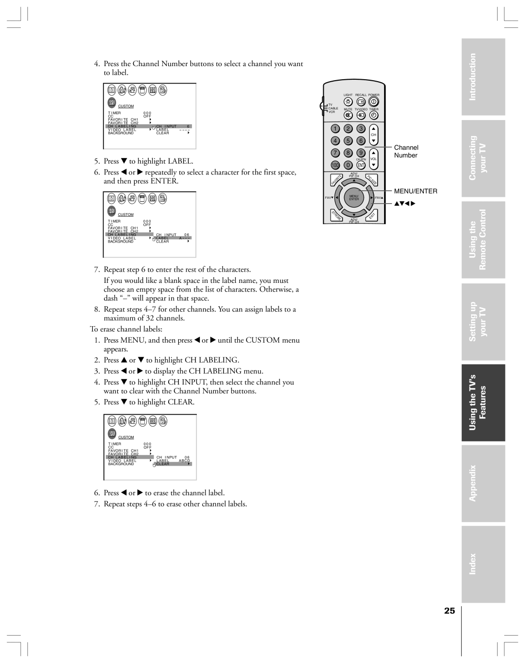 Toshiba 36HF12 owner manual Menu/Enter 