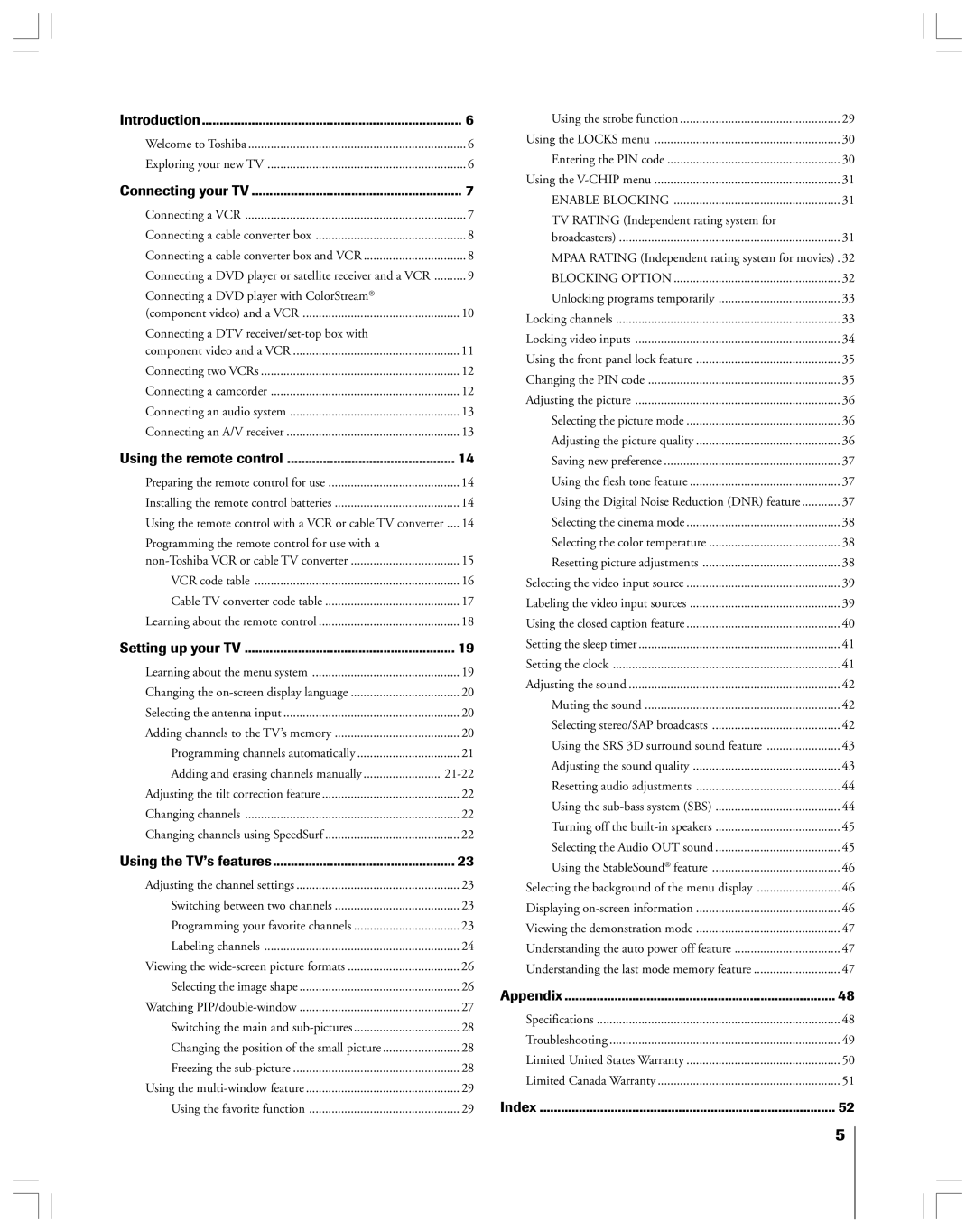 Toshiba 36HF12 owner manual Introduction 