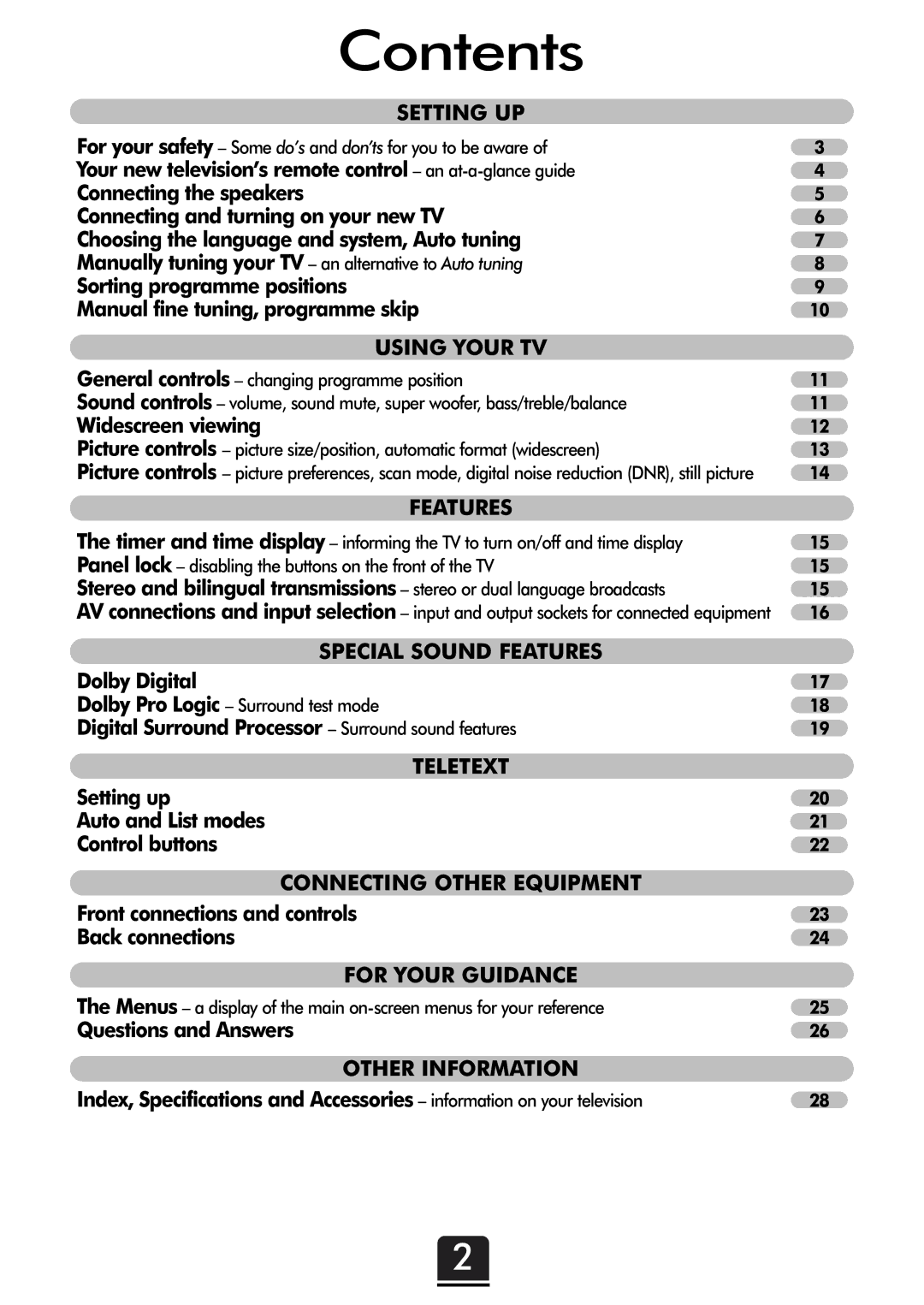 Toshiba 36ZP18Q, 32ZP18Q owner manual Contents 