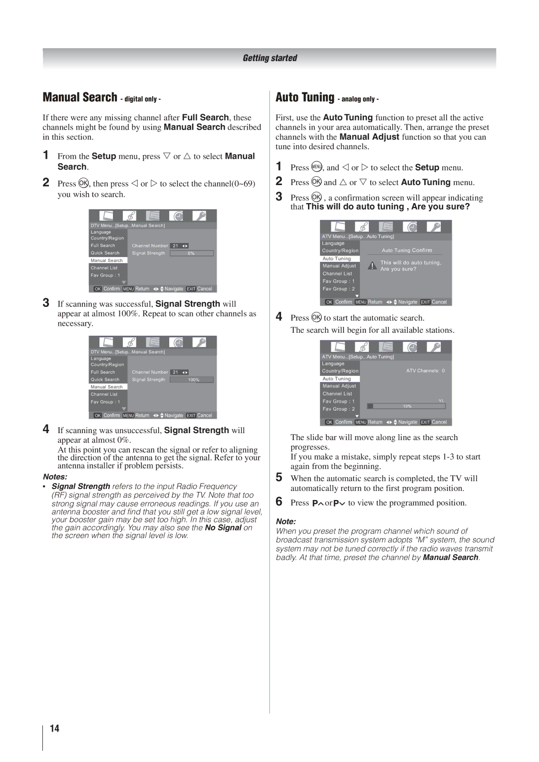 Toshiba 42AV500A, 37AV500A, 32AV500A, 26AV500A manual Manual Search digital only 