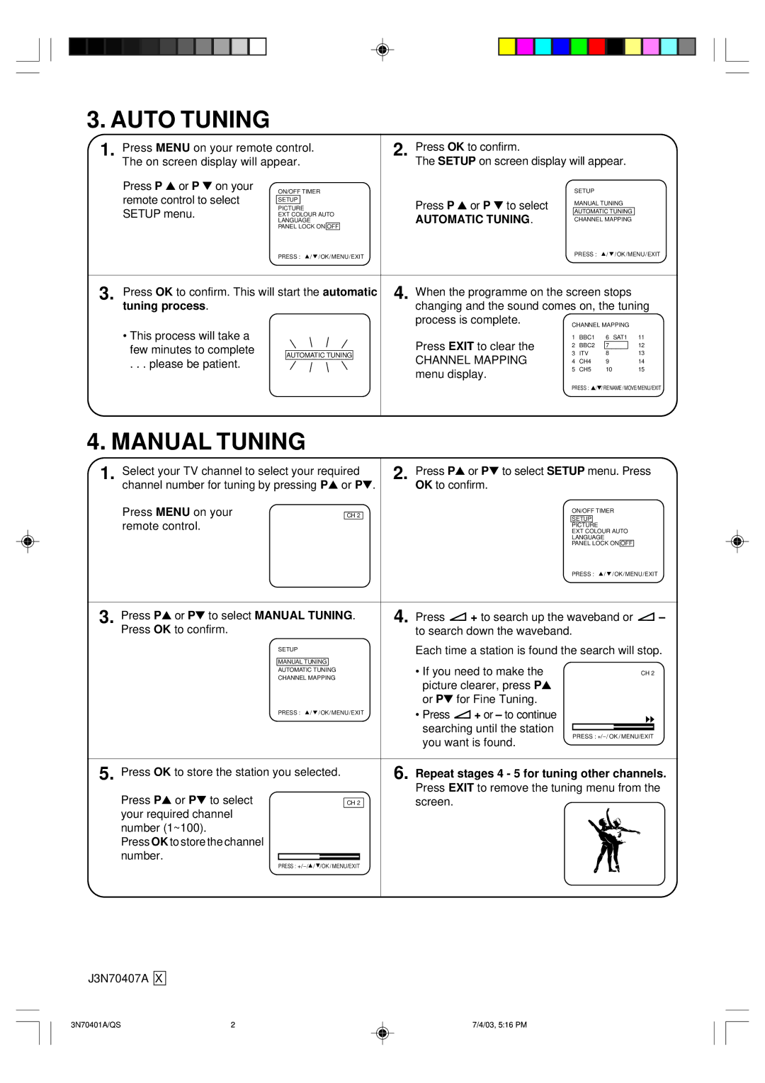 Toshiba 15V31B, 3N70401A, 15V31D manual Auto Tuning, Tuning process 