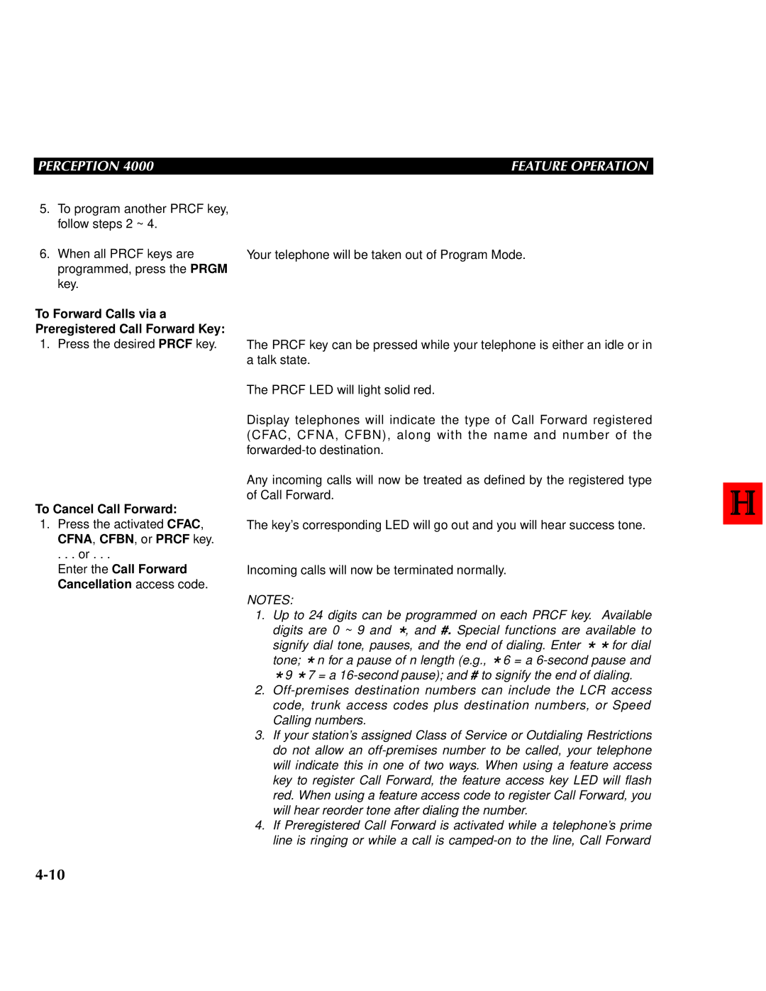 Toshiba 4000 manual Enter the Call Forward Cancellation access code 