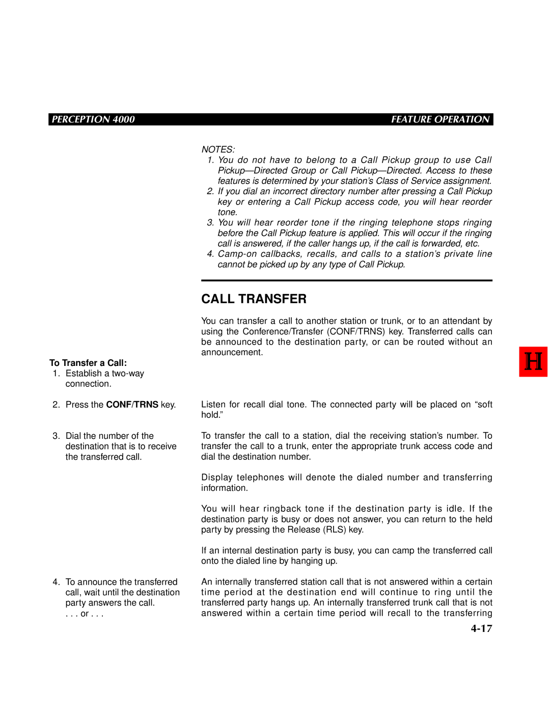 Toshiba 4000 manual Call Transfer, To Transfer a Call 