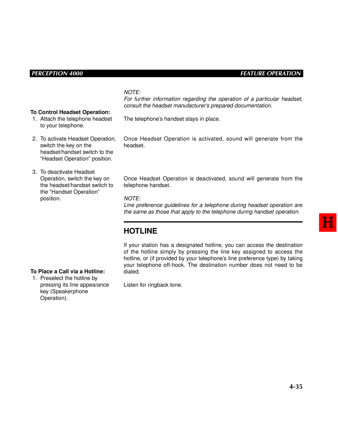 Toshiba 4000 manual To Place a Call via a Hotline 