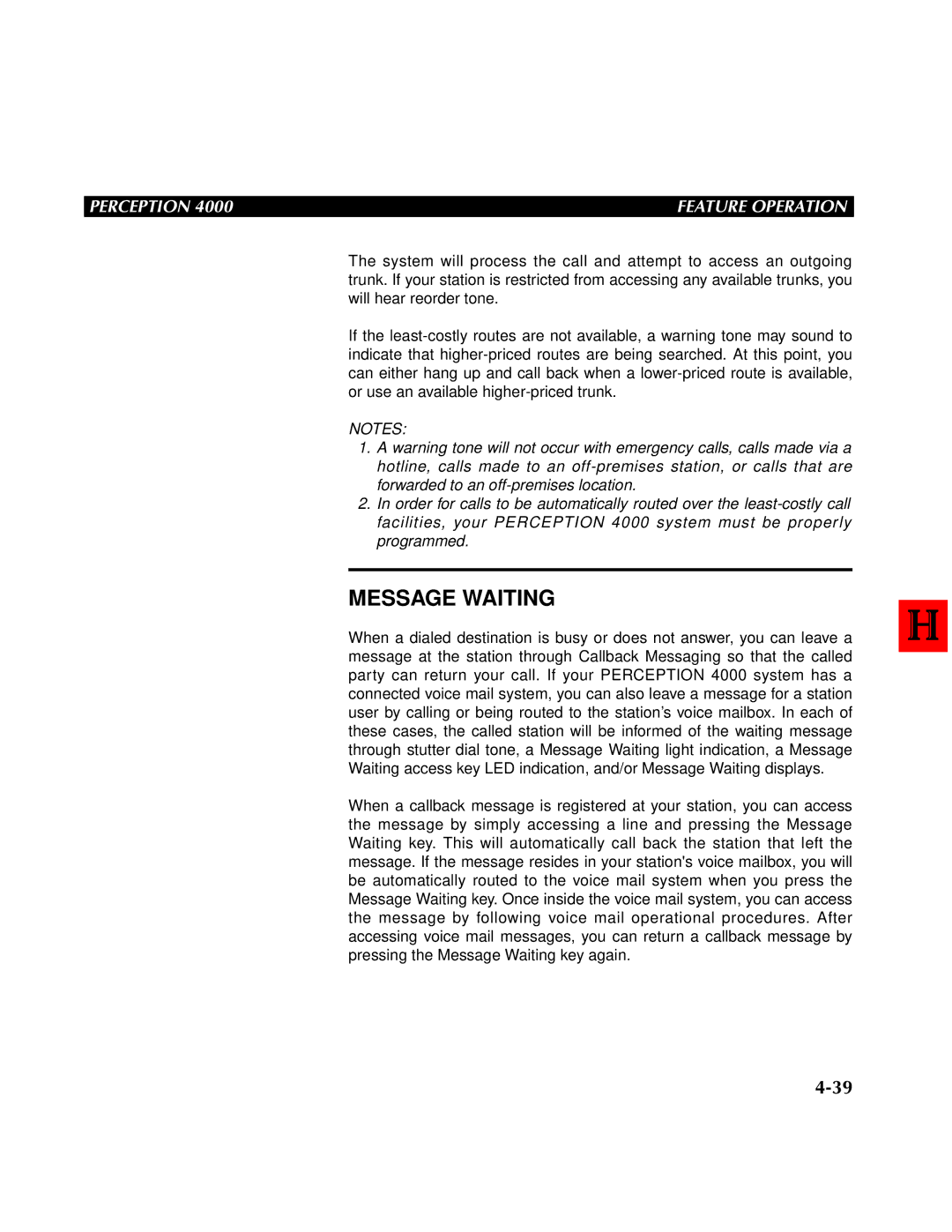 Toshiba 4000 manual Message Waiting 