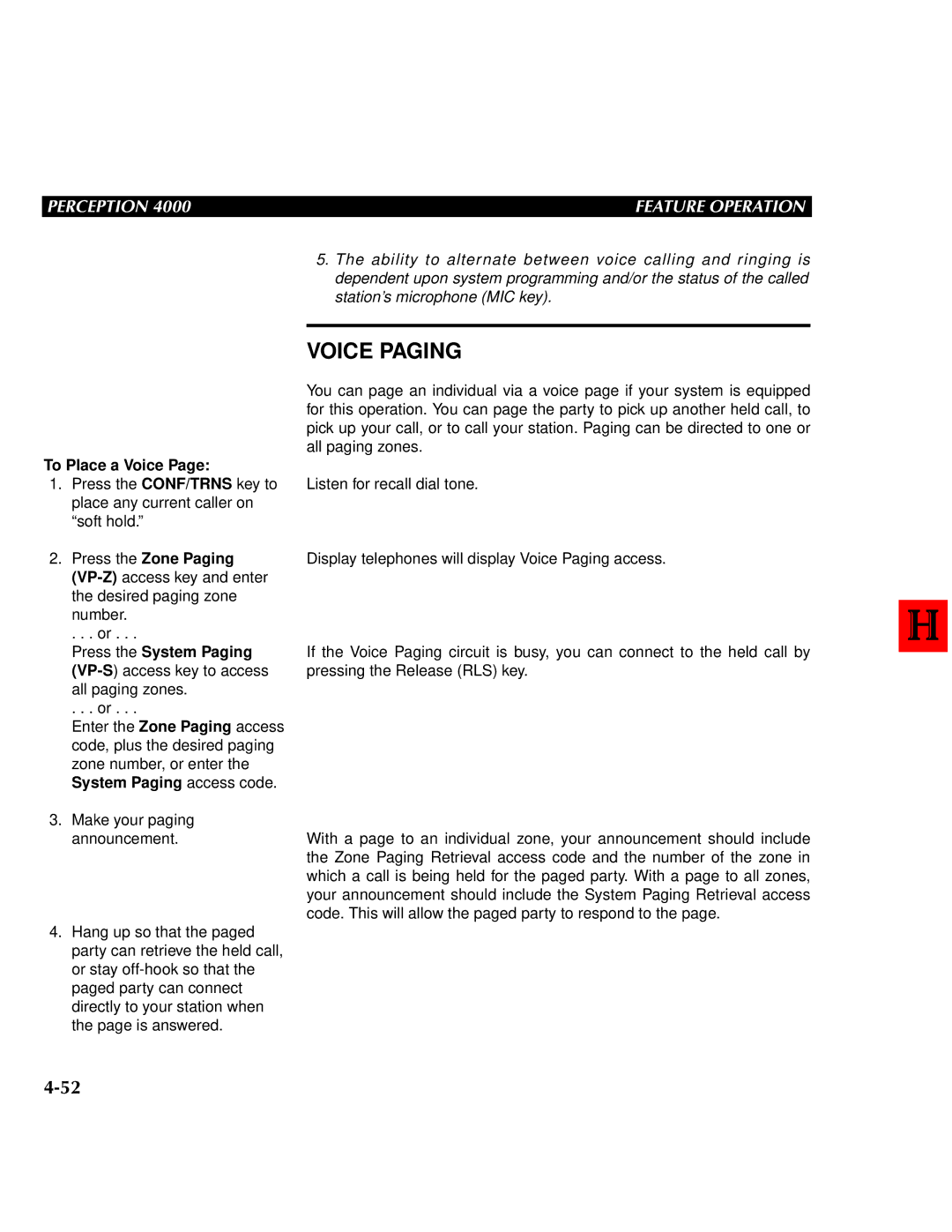 Toshiba 4000 manual Voice Paging, To Place a Voice 