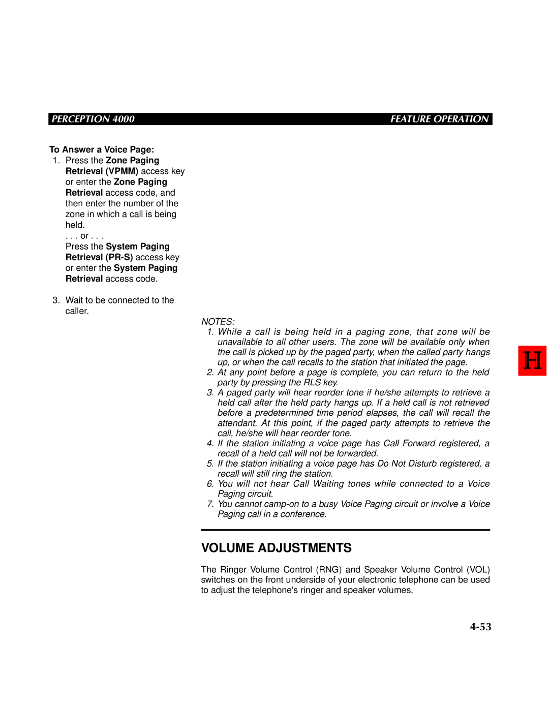 Toshiba 4000 manual Volume Adjustments 