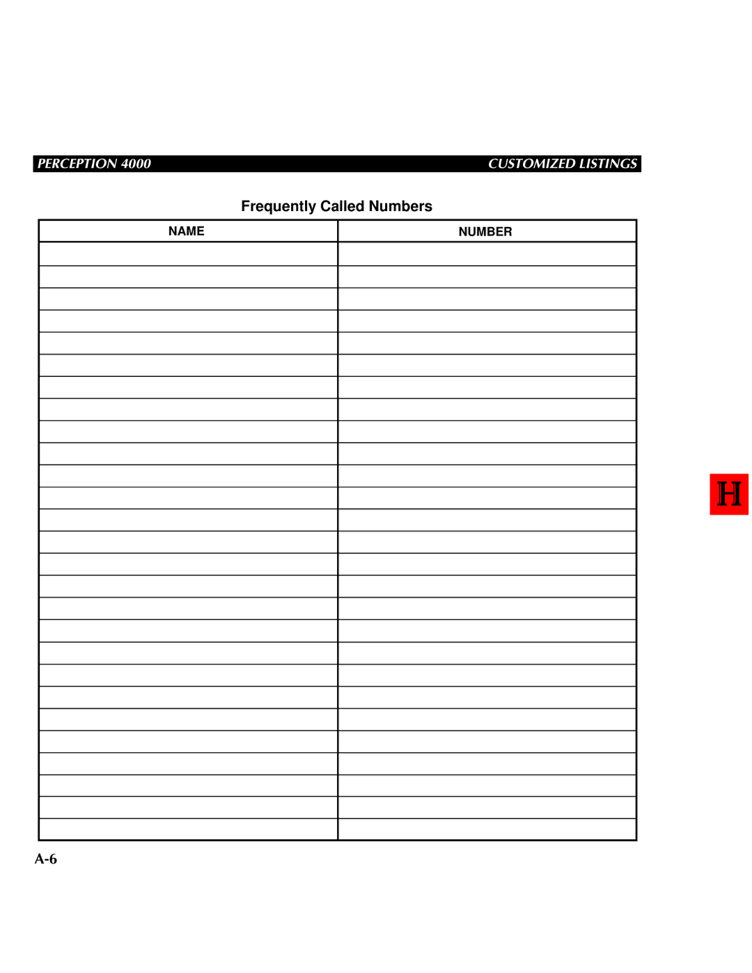 Toshiba 4000 manual Name Number 