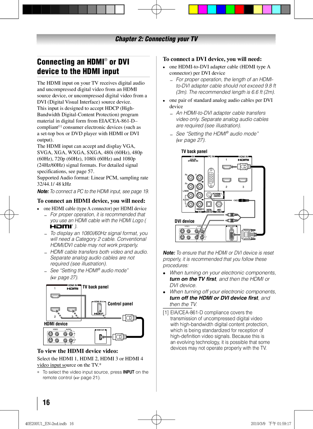 Toshiba 40E200U1 owner manual To connect an Hdmi device, you will need, To view the Hdmi device video 