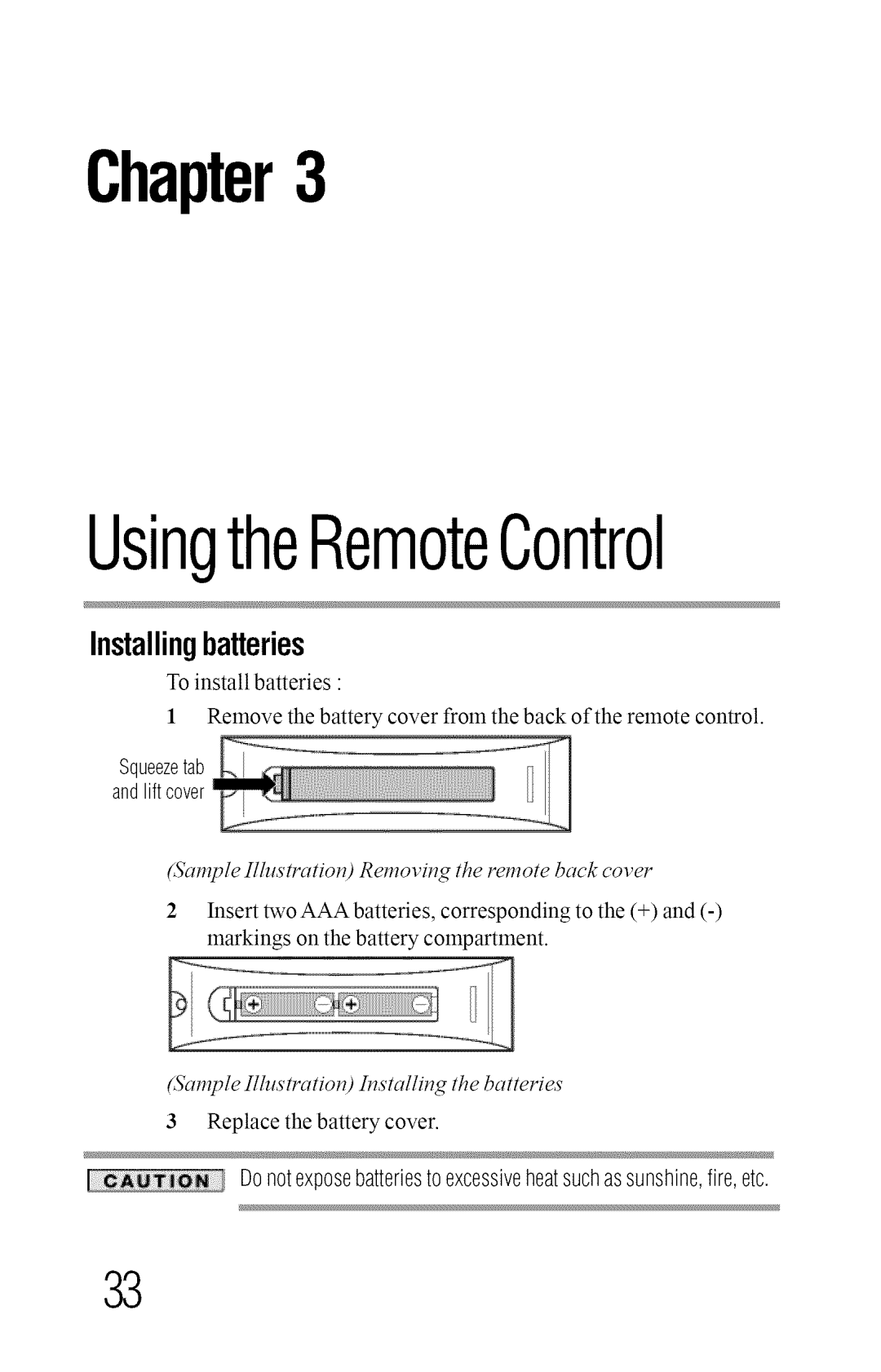 Toshiba 50L2400U, 40L2400U manual Installingbatteries, Sctmple Illustrcttion Removing the remote back cover 