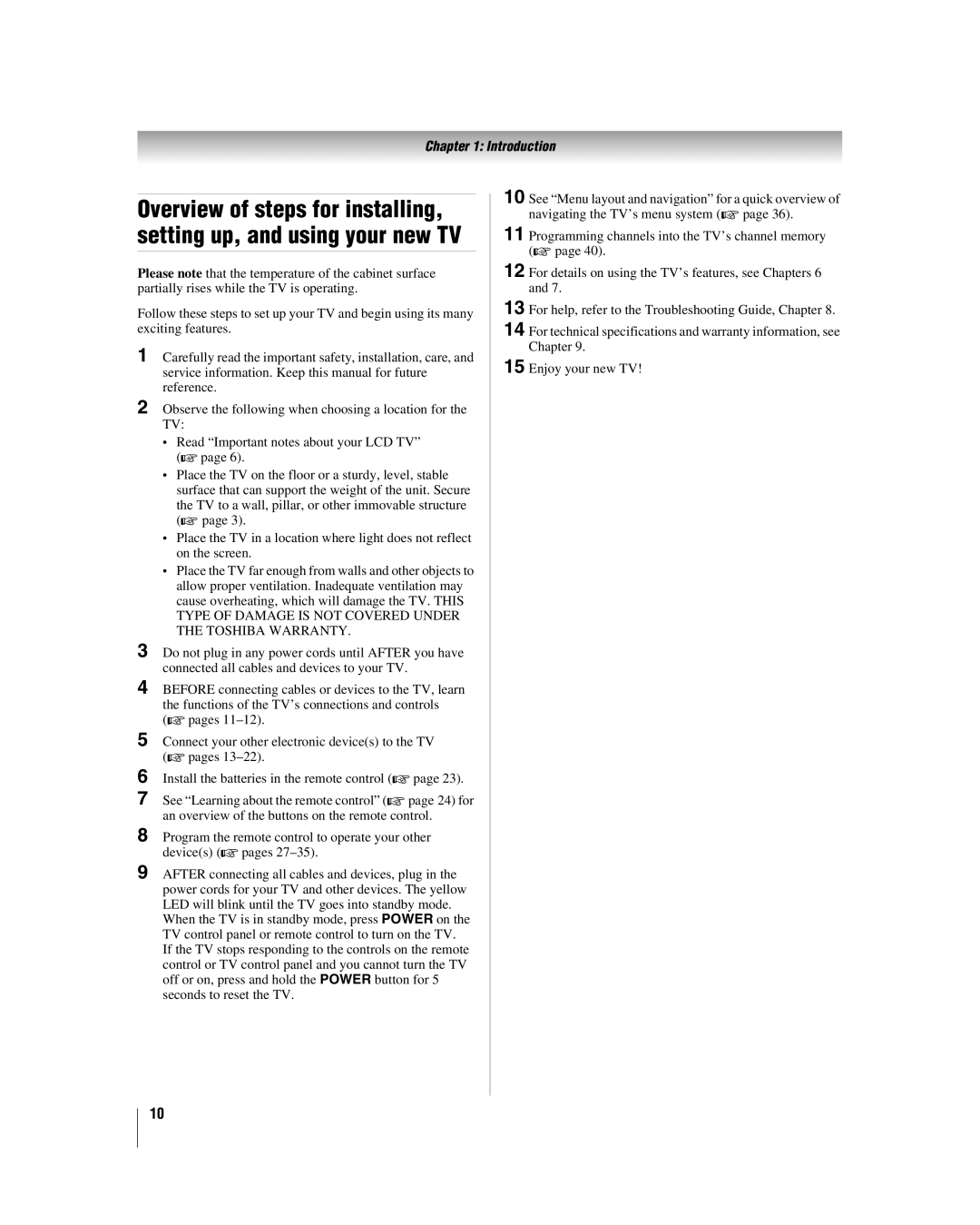 Toshiba 40RF350U manual Introduction 