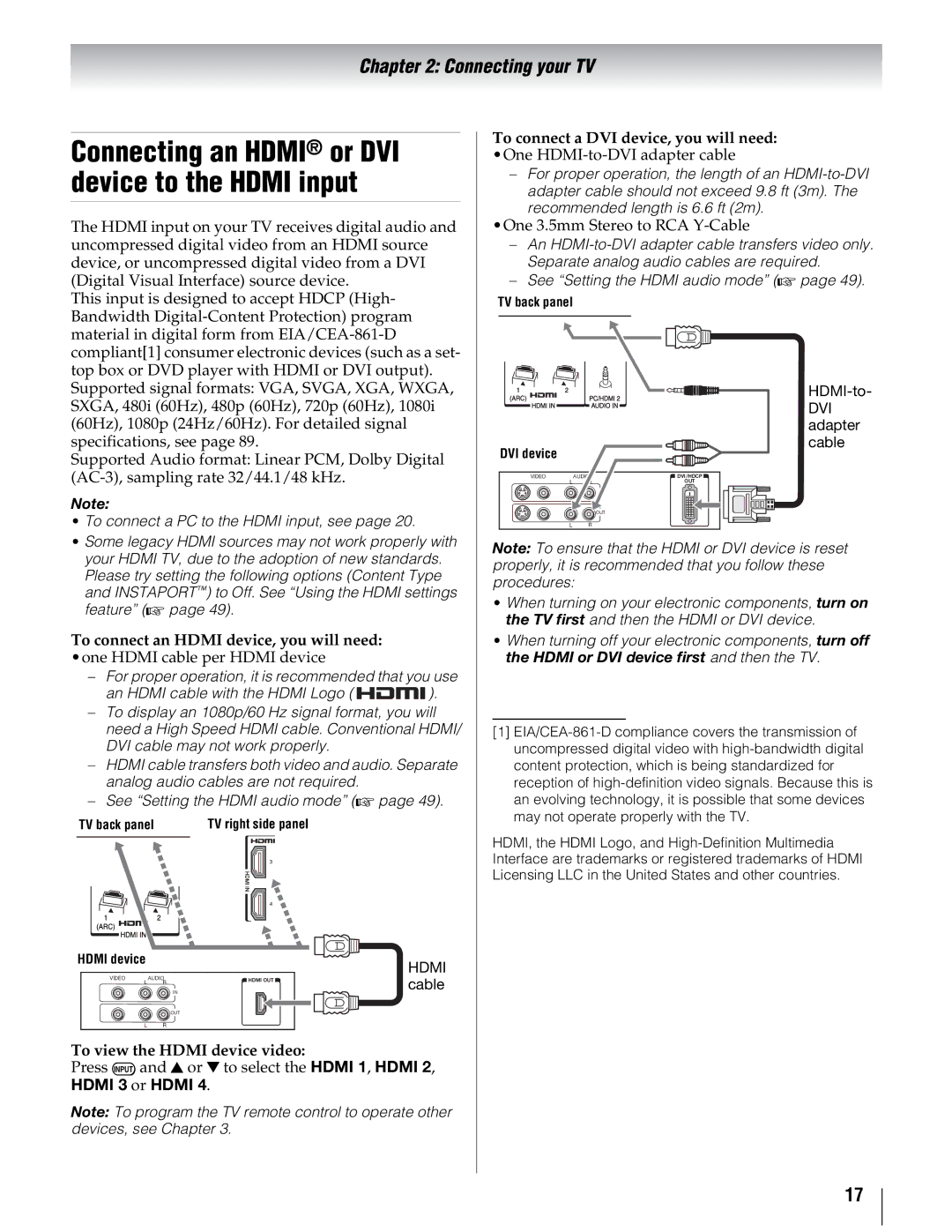 Toshiba 46UX600U, 40UX600U, 55UX600U manual To connect an Hdmi device, you will need, To view the Hdmi device video 