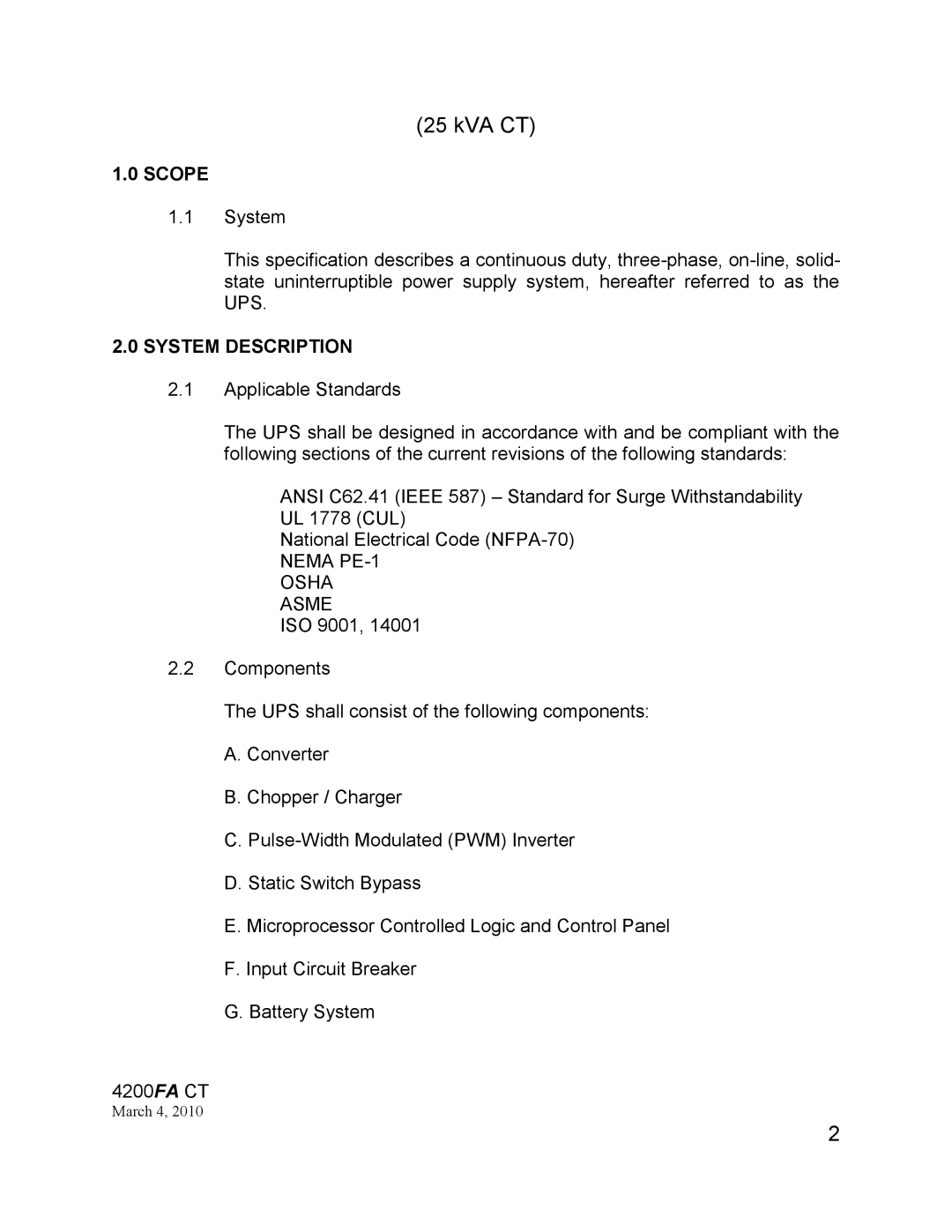 Toshiba 4200FA CT specifications Scope, System Description 