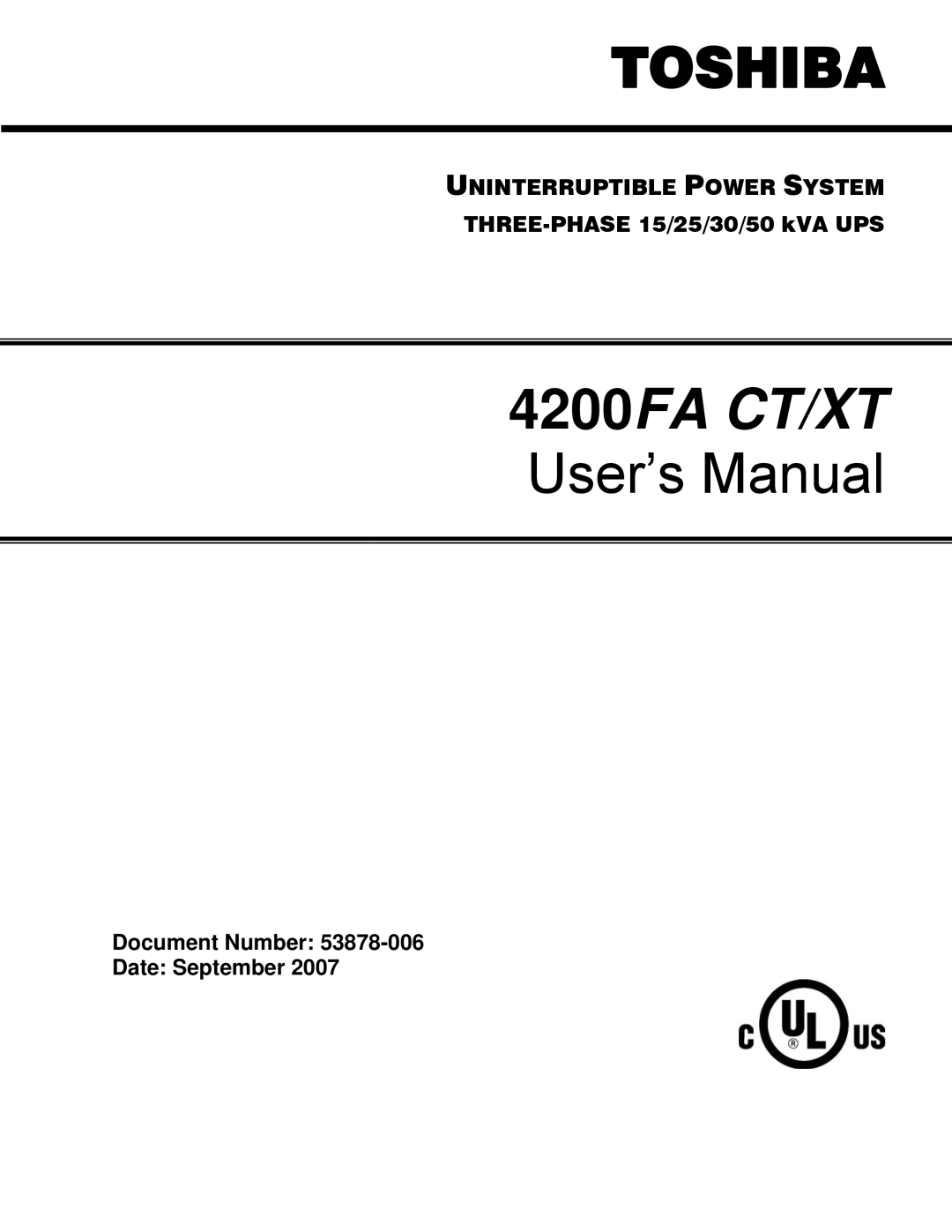 Toshiba 4200FA CT/XT user manual 