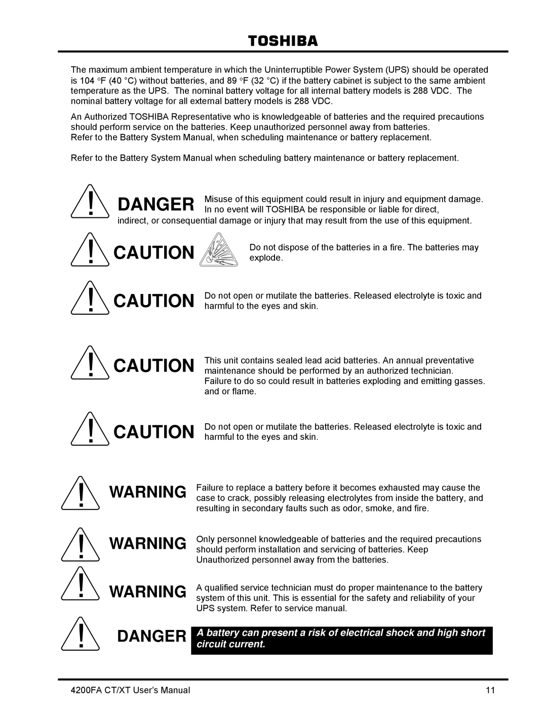 Toshiba 4200FA CT/XT user manual Toshiba 