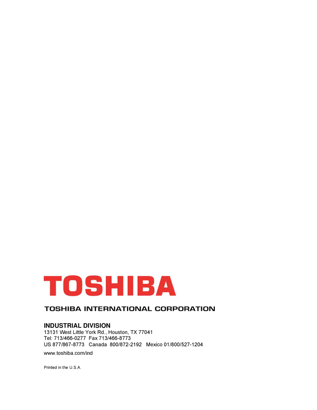 Toshiba 4200FA CT/XT user manual Industrial Division 