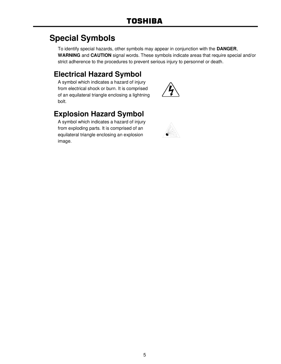 Toshiba 4200FA user manual Special Symbols 