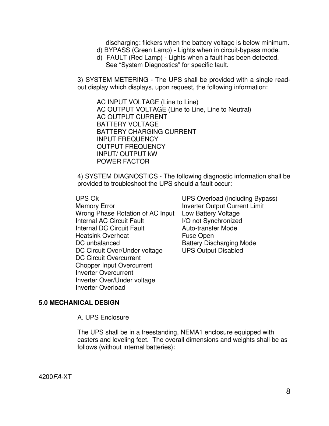 Toshiba 4200FA specifications Power Factor, Mechanical Design 