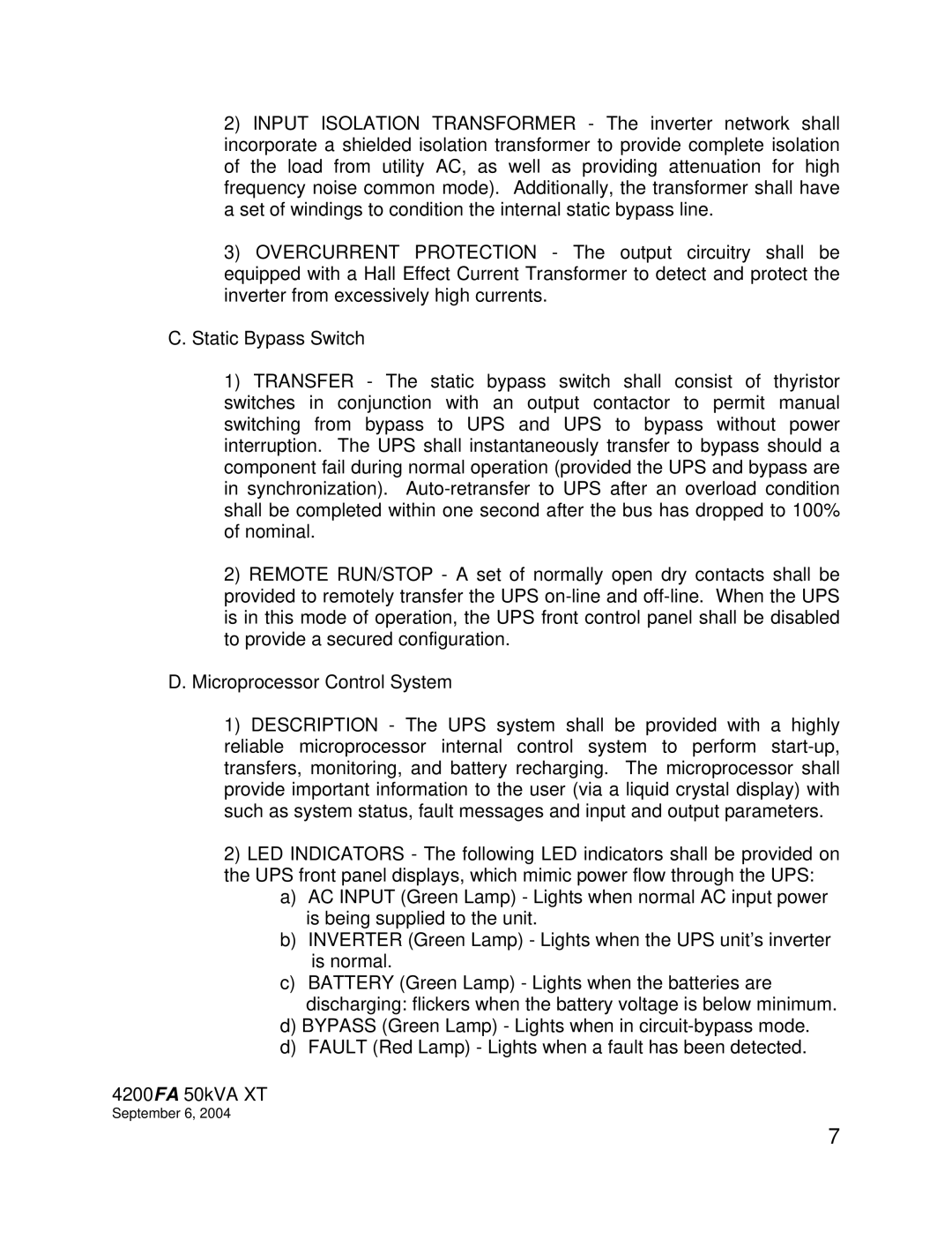 Toshiba 4200FA specifications September 6 