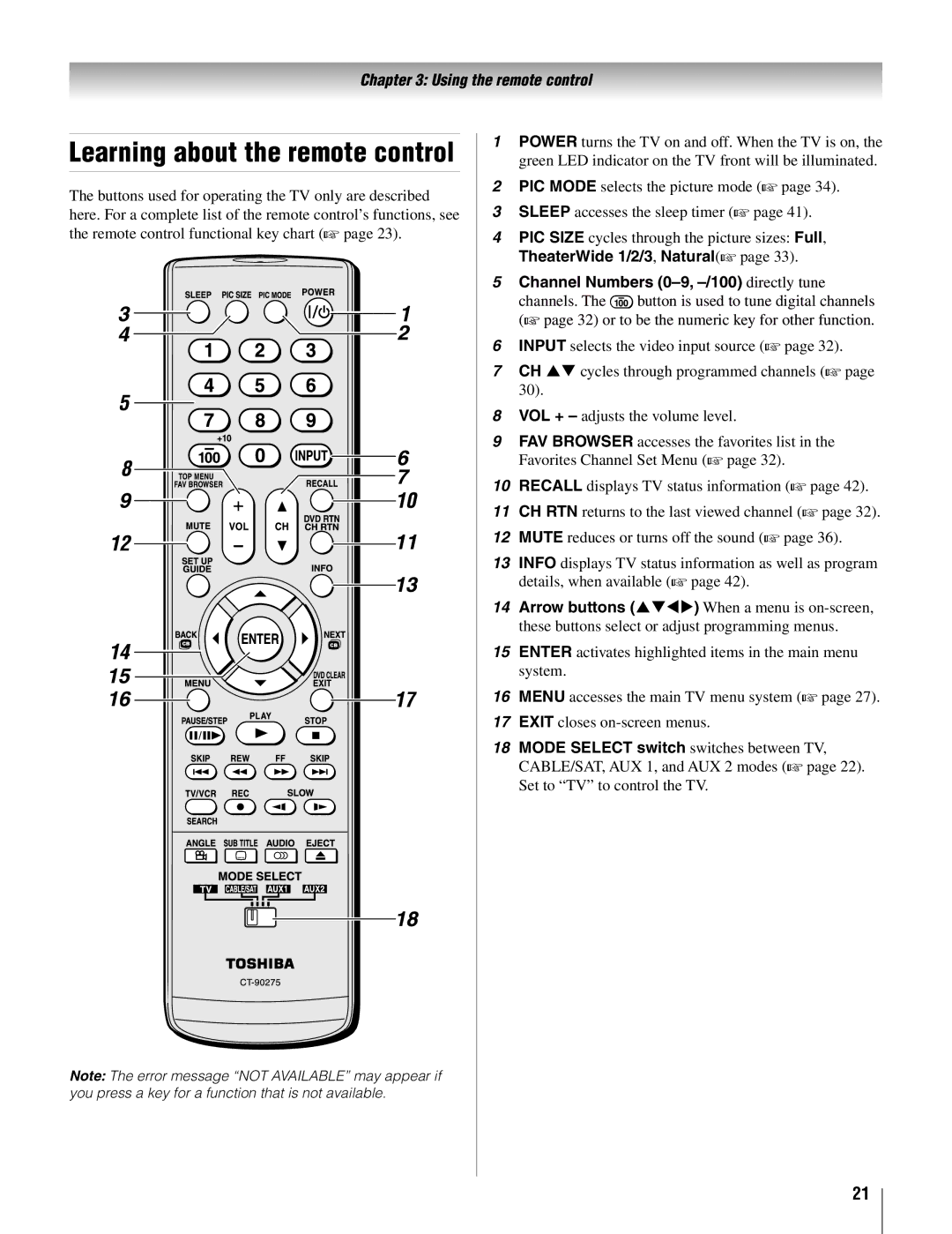 Toshiba 26AV500U, 42AV500U manual Learning about the remote control, TheaterWide 1/2/3, Natural 