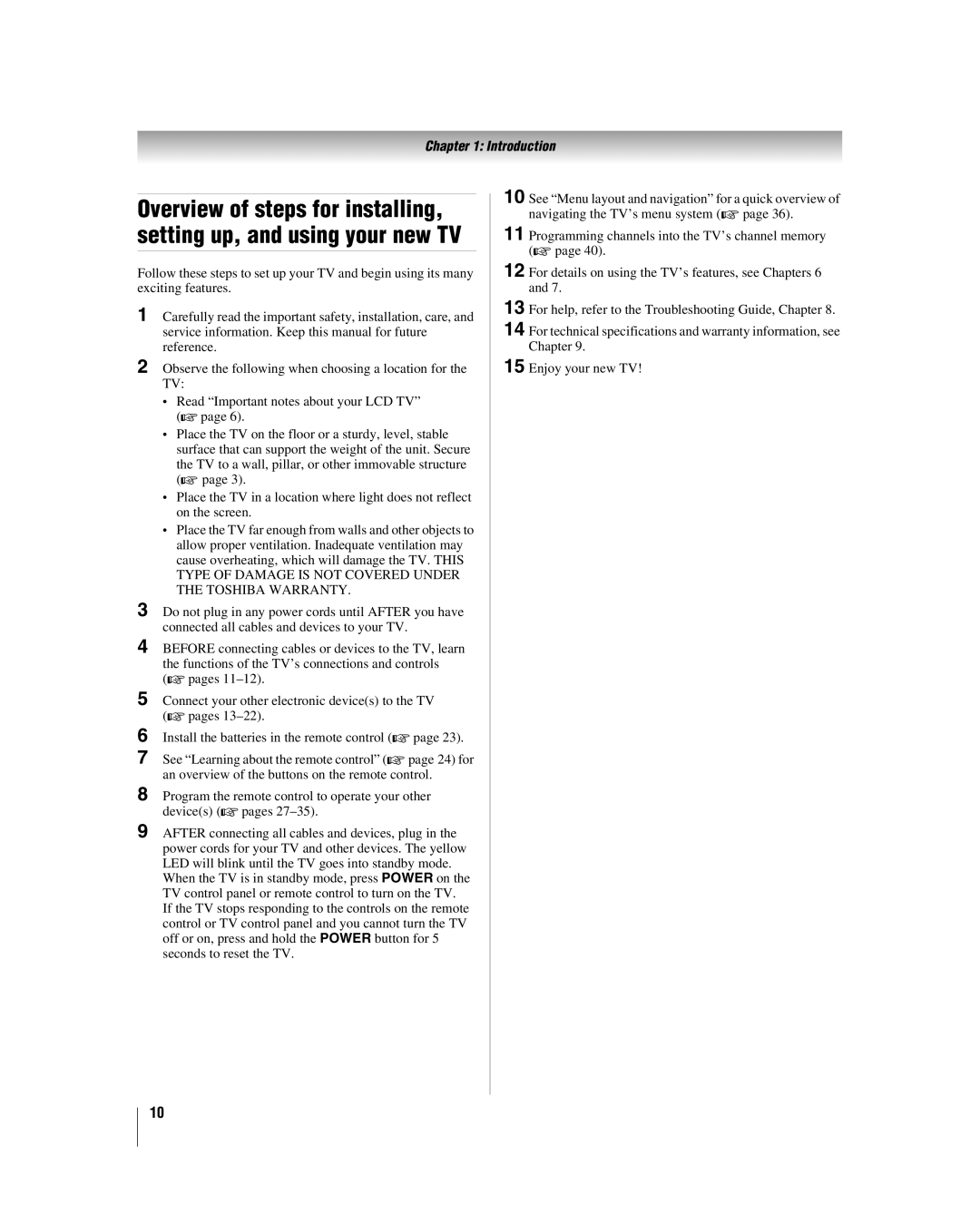 Toshiba 47HL167, 42hl167, 52HL167 manual Introduction 