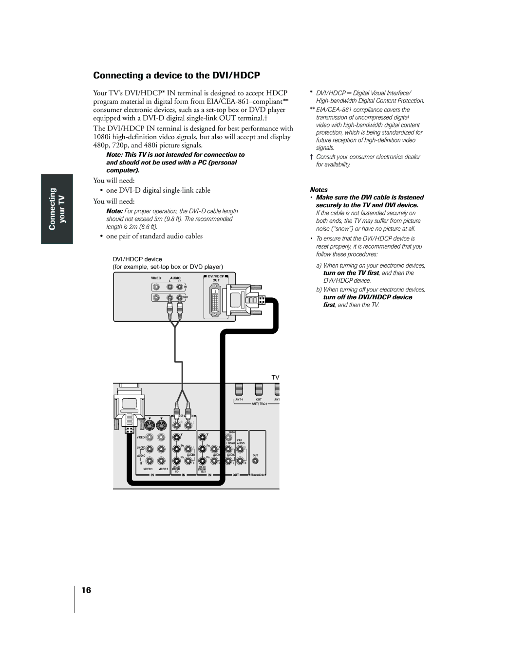 Toshiba 42HP83 owner manual Connecting a device to the DVI/HDCP, Connecting your TV 