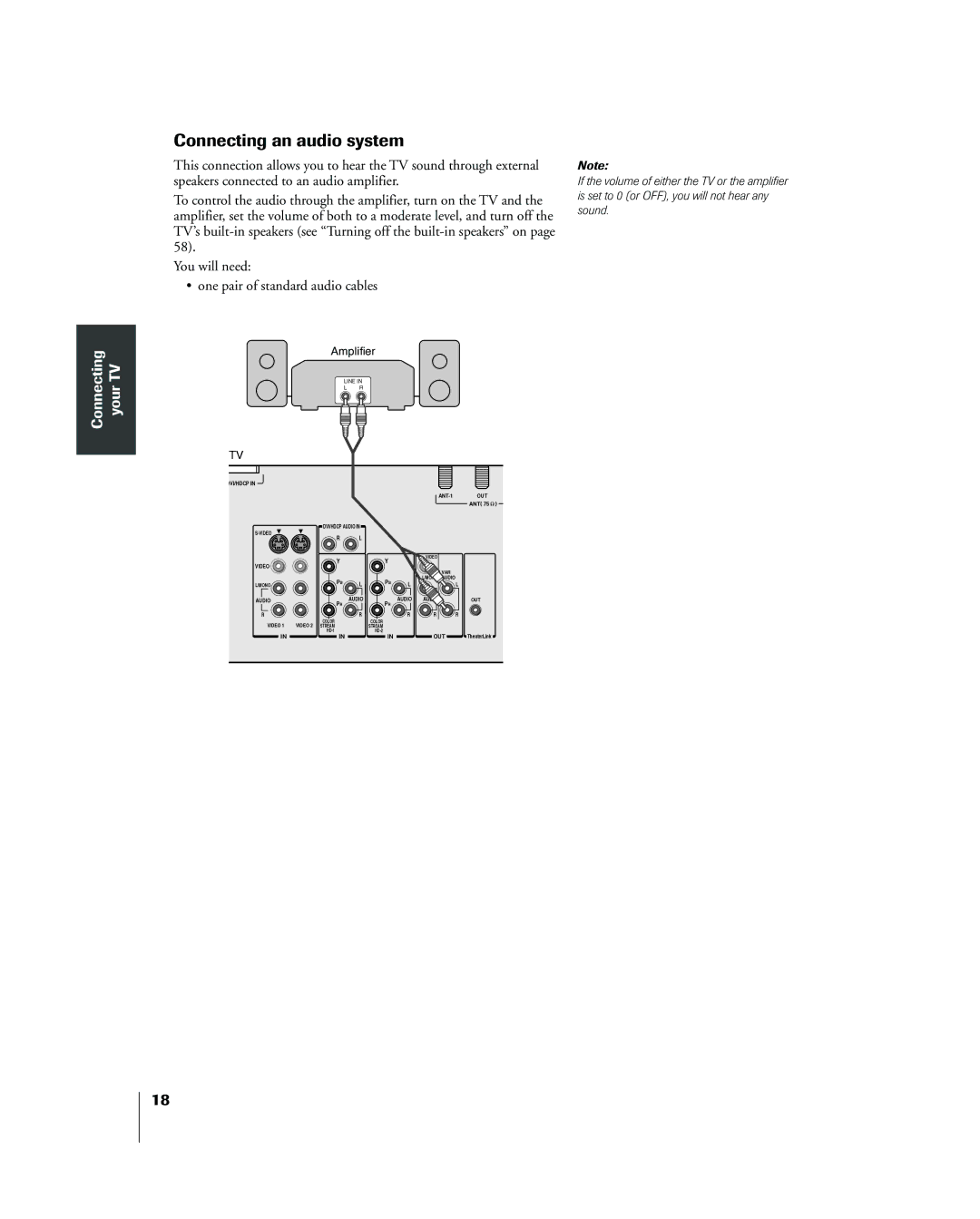 Toshiba 42HP83 owner manual Connecting an audio system, Amplifier 