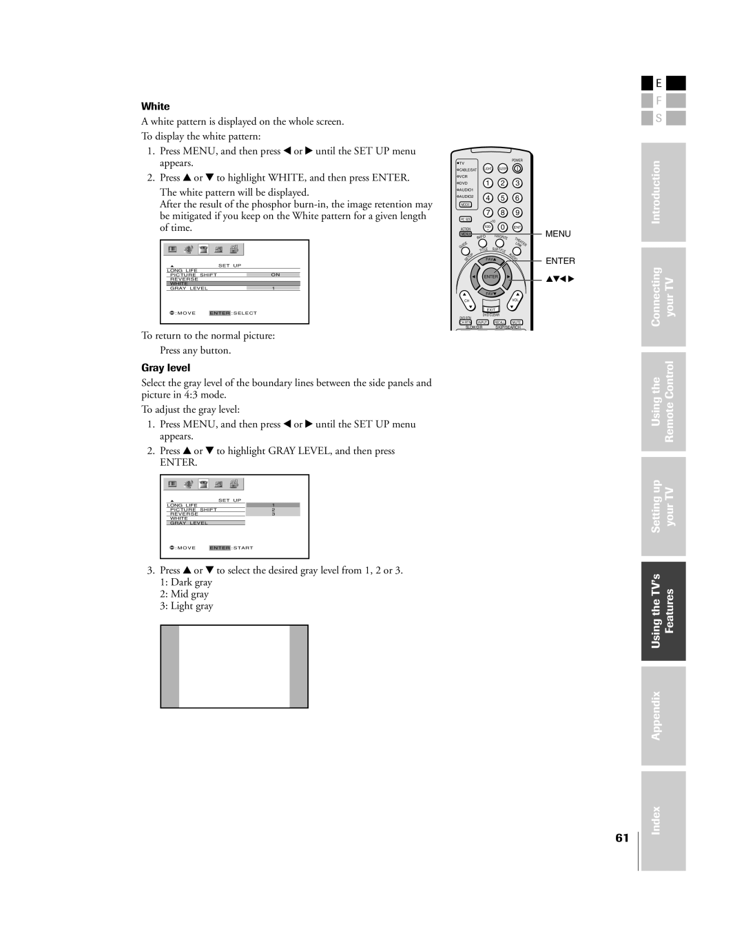 Toshiba 42HP84 owner manual White pattern will be displayed, Time 