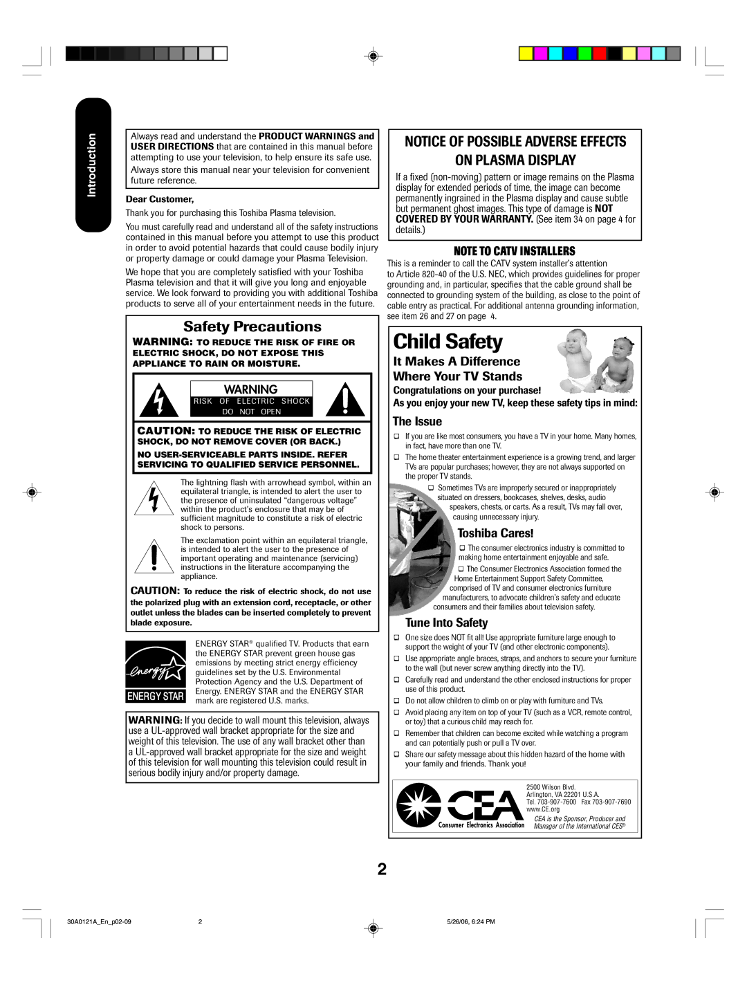 Toshiba 42HP86, 50HP86 appendix Child Safety 