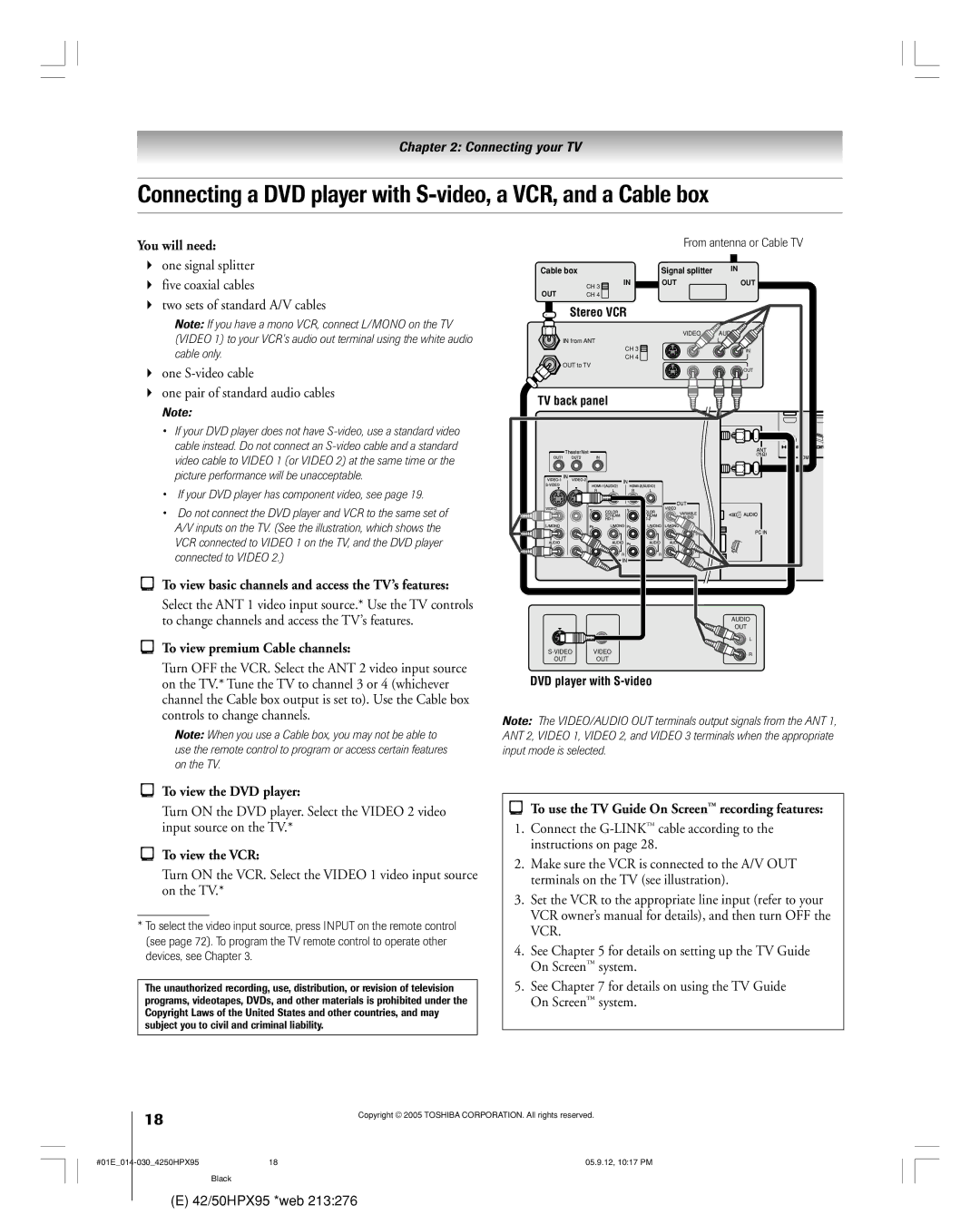 Toshiba 42HPX95 owner manual To view basic channels and access the TVÕs features, To view premium Cable channels 