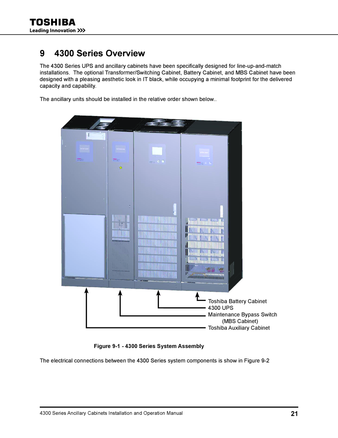 Toshiba 431A operation manual Series Overview, Series System Assembly 