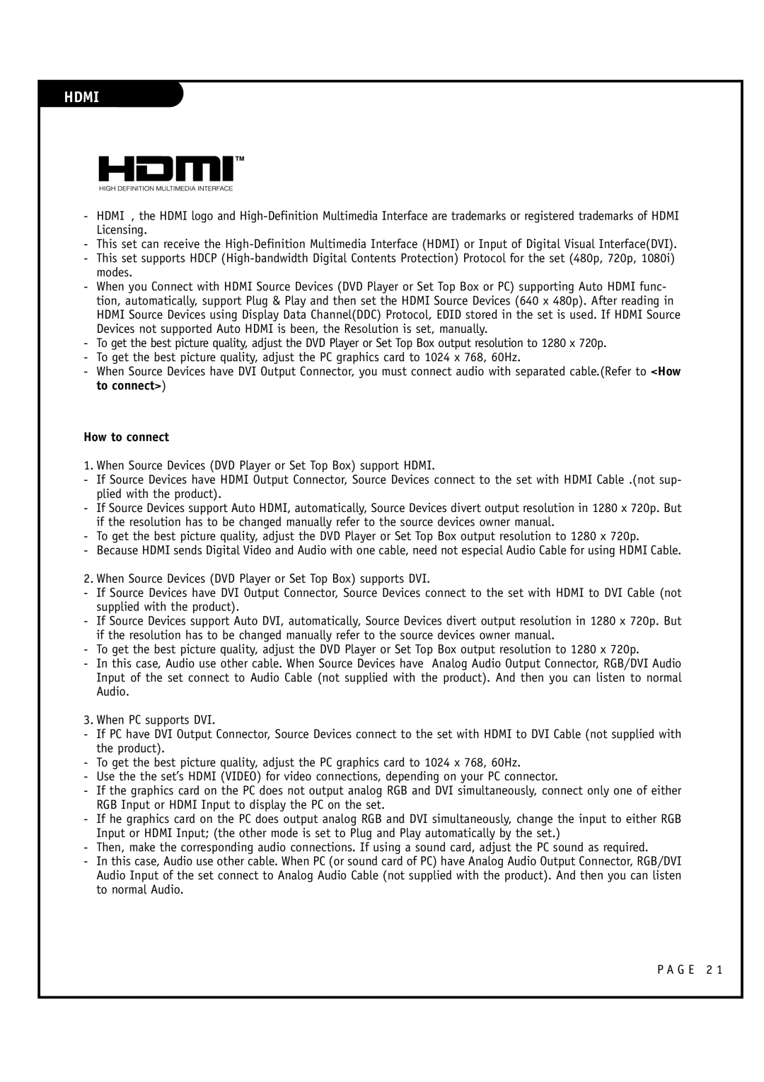 Toshiba 44HM85 owner manual Hdmi, How to connect 