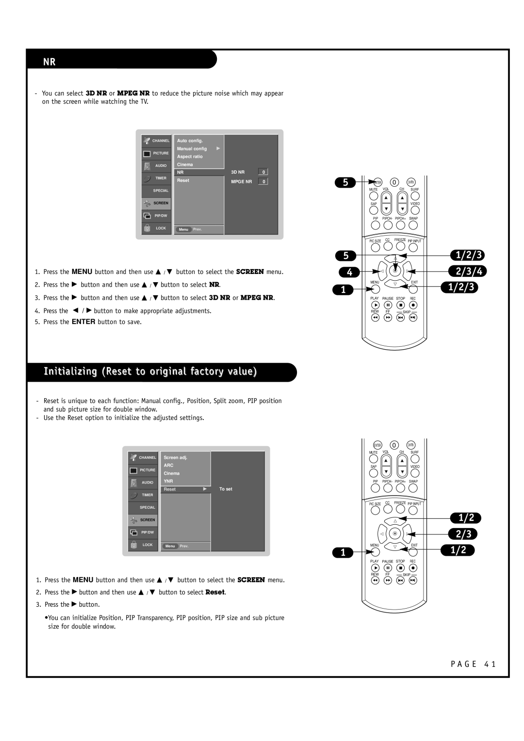 Toshiba 44HM85 owner manual Initializing Reset to original factory value 