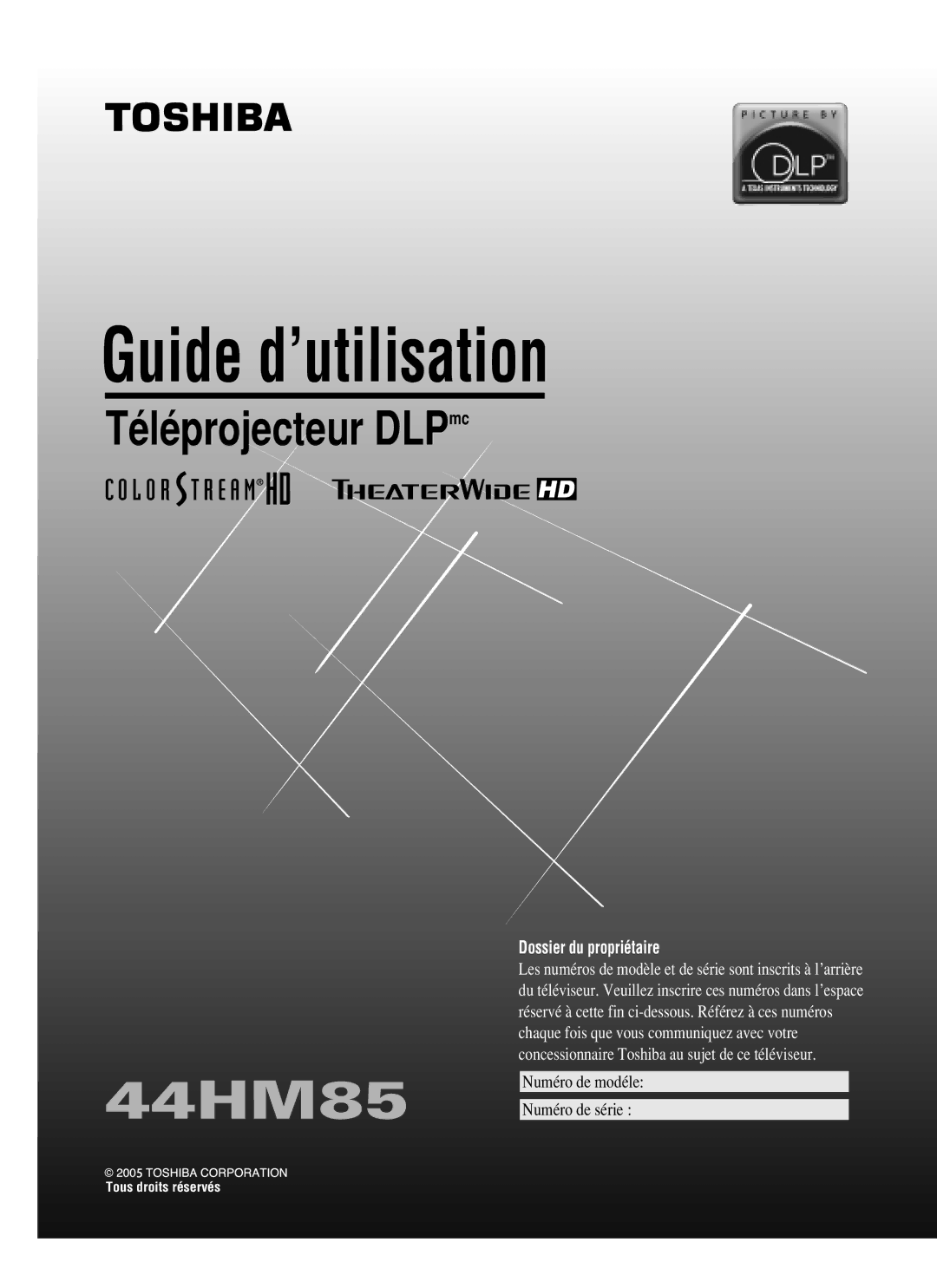 Toshiba 44HM85 owner manual Guide d’utilisation 